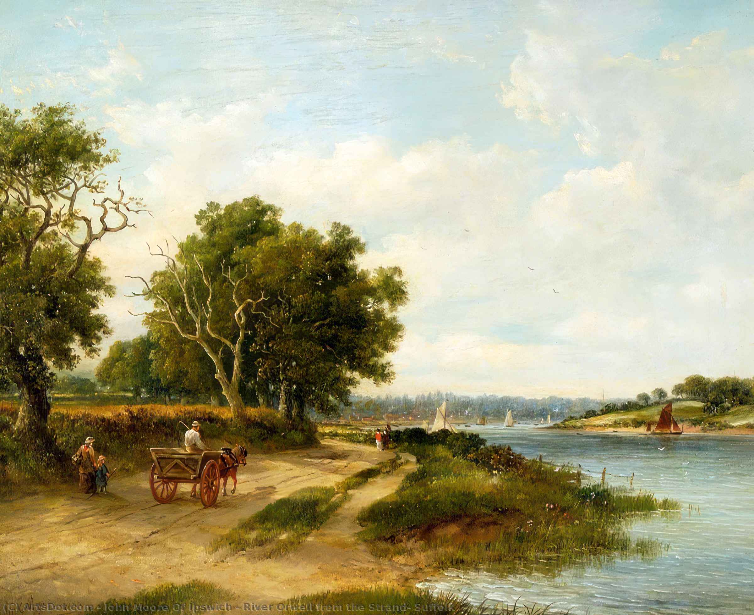 Wikioo.org - The Encyclopedia of Fine Arts - Painting, Artwork by John Moore Of Ipswich - River Orwell from the Strand, Suffolk