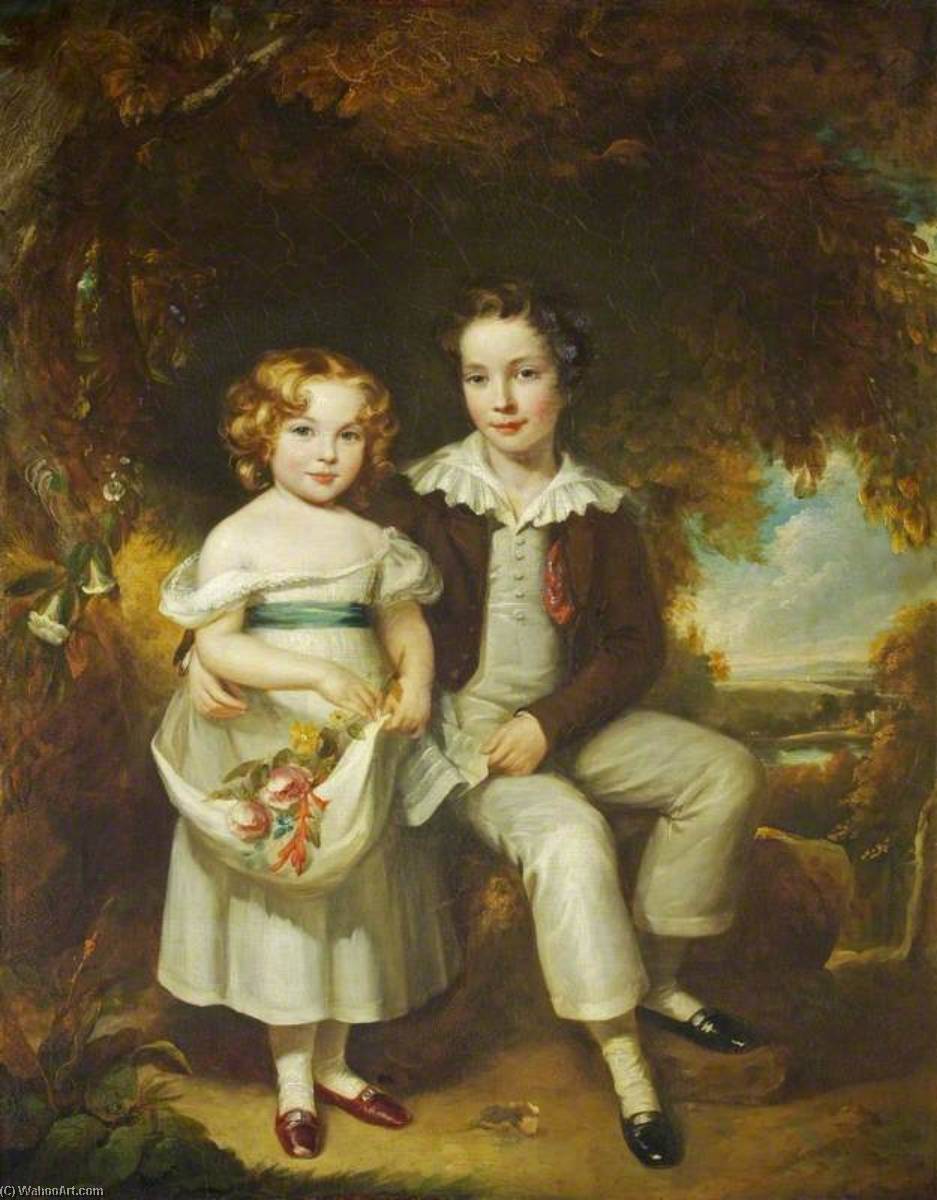Wikioo.org - The Encyclopedia of Fine Arts - Painting, Artwork by Eden Upton Eddis - Sir Henry Ainslie Hoare (1824–1894), 5th Bt, and His Sister Georgiana Hoare (d.1905), as Children