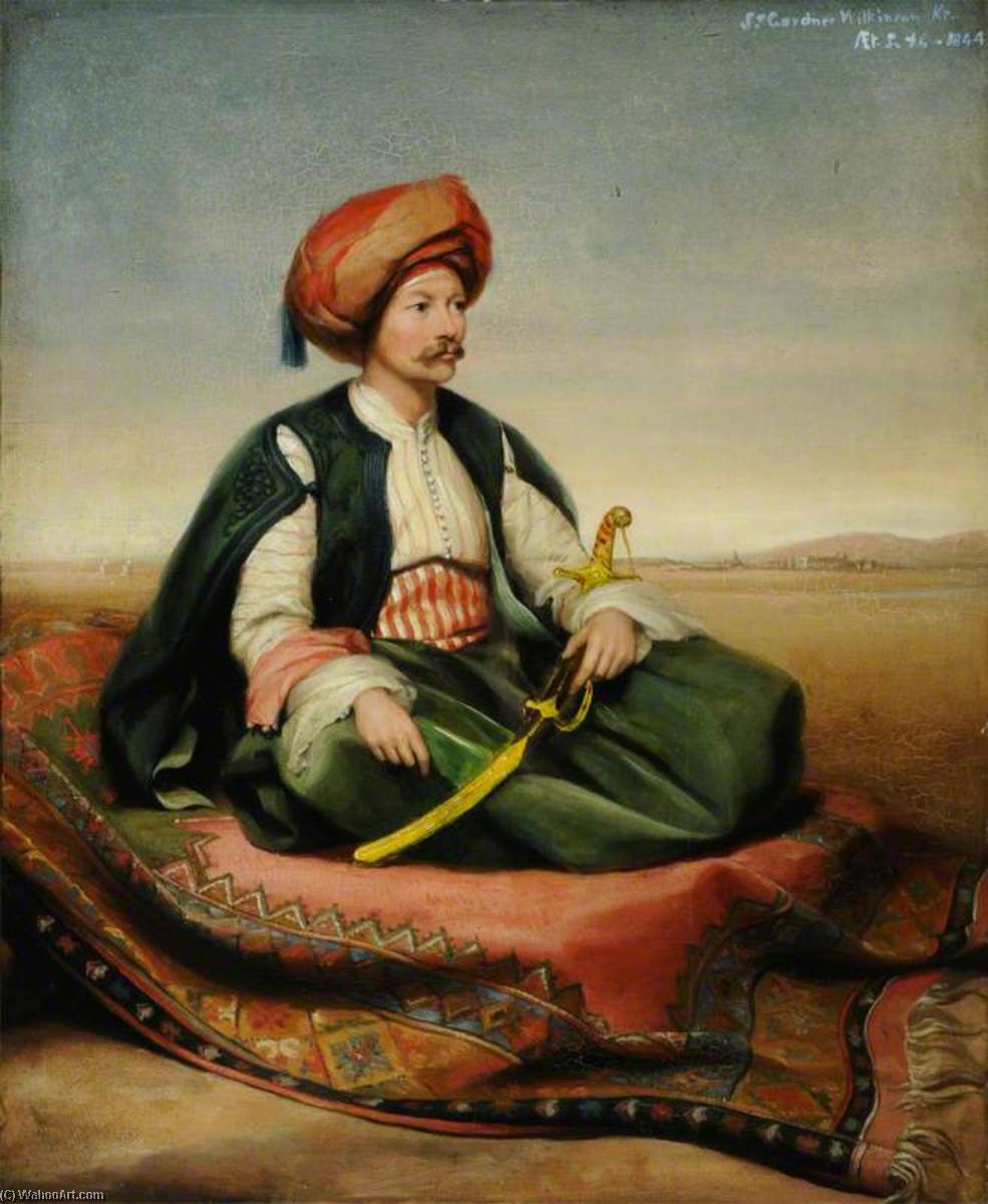 Wikioo.org - The Encyclopedia of Fine Arts - Painting, Artwork by Henry Wyndham Phillips - Sir John Gardner Wilkinson (1797–1875), Aged 46, in Turkish Dress
