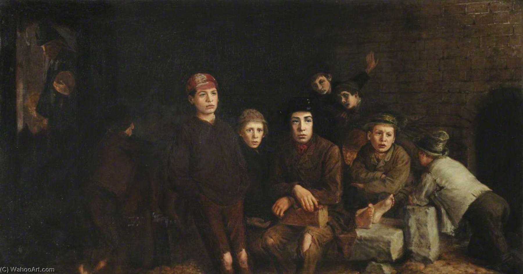 Wikioo.org - The Encyclopedia of Fine Arts - Painting, Artwork by Barnett Samuel Marks - Saved from the Streets, Portraits of Boys on Board the 'Chichester' Training Ship In Deep Mire Where There is No Standing