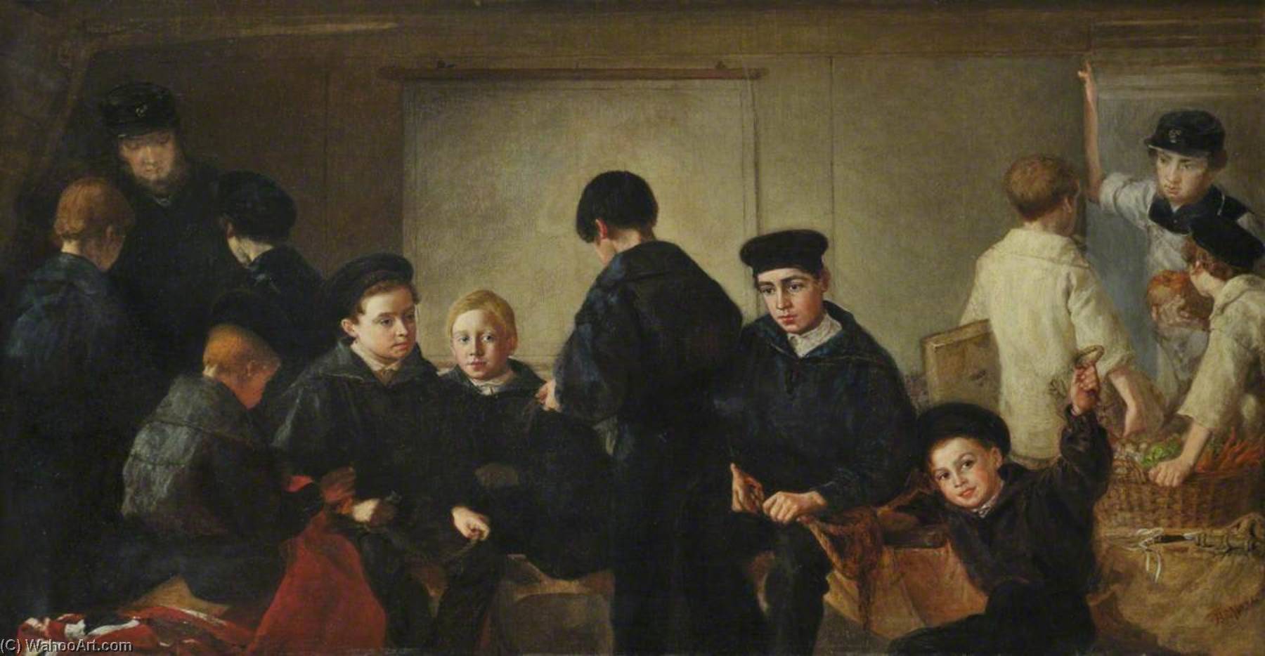 Wikioo.org - The Encyclopedia of Fine Arts - Painting, Artwork by Barnett Samuel Marks - Saved from the Streets, Portraits of Boys on Board the 'Chichester' Training Ship Escape as a Bird out of the Snare of the Fowler