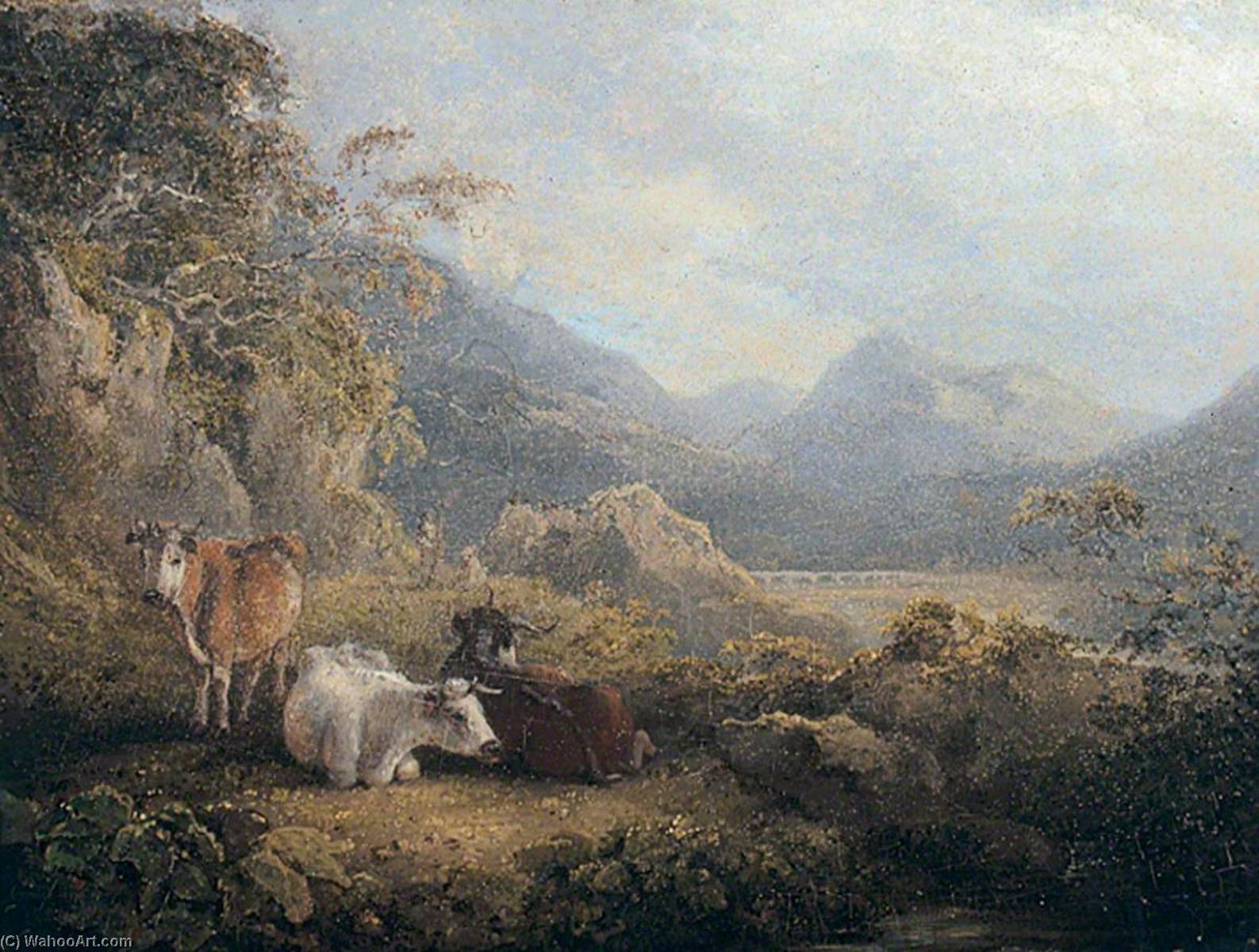 Wikioo.org - The Encyclopedia of Fine Arts - Painting, Artwork by Charles Henry Schwanfelder - Landscape with Cattle
