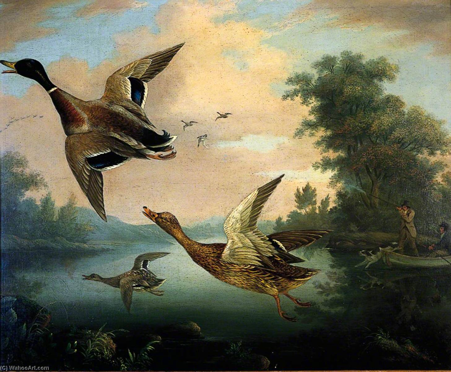 Wikioo.org - The Encyclopedia of Fine Arts - Painting, Artwork by Charles Henry Schwanfelder - Duck Shooting