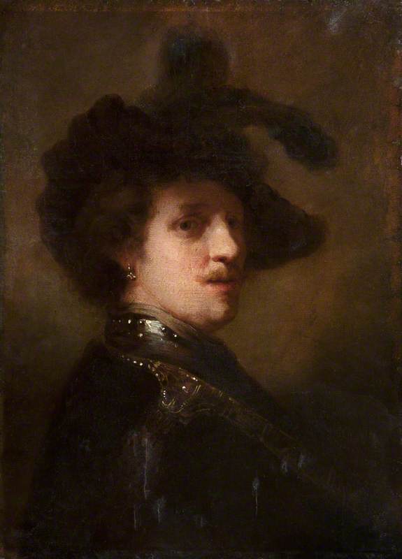 Wikioo.org - The Encyclopedia of Fine Arts - Painting, Artwork by Richard Rothwell - Self Portrait (copy after Rembrandt van Rijn)
