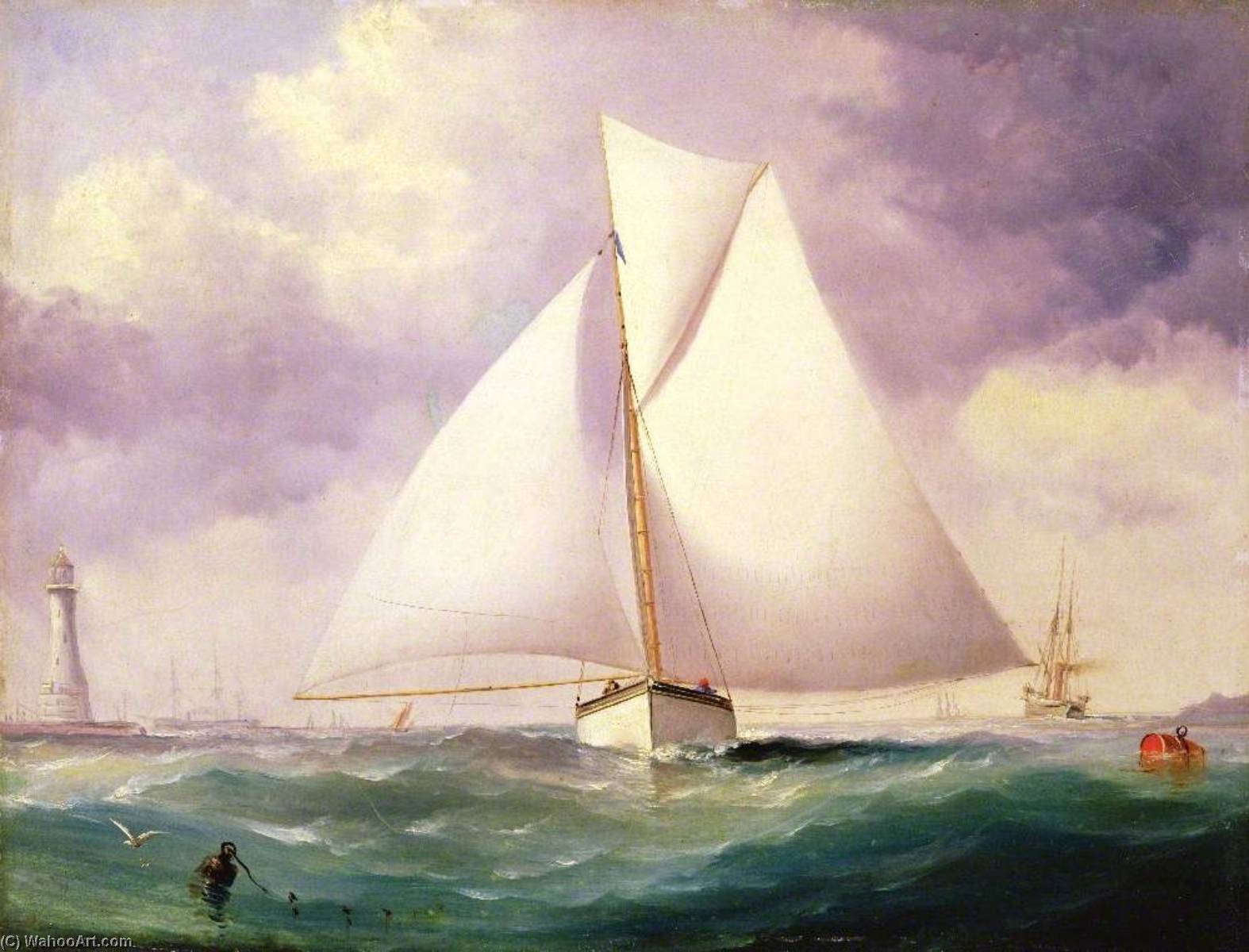 Wikioo.org - The Encyclopedia of Fine Arts - Painting, Artwork by Nicholas Matthew Condy - The Spinnaker Sail (Cutter with a Spinnaker Set)