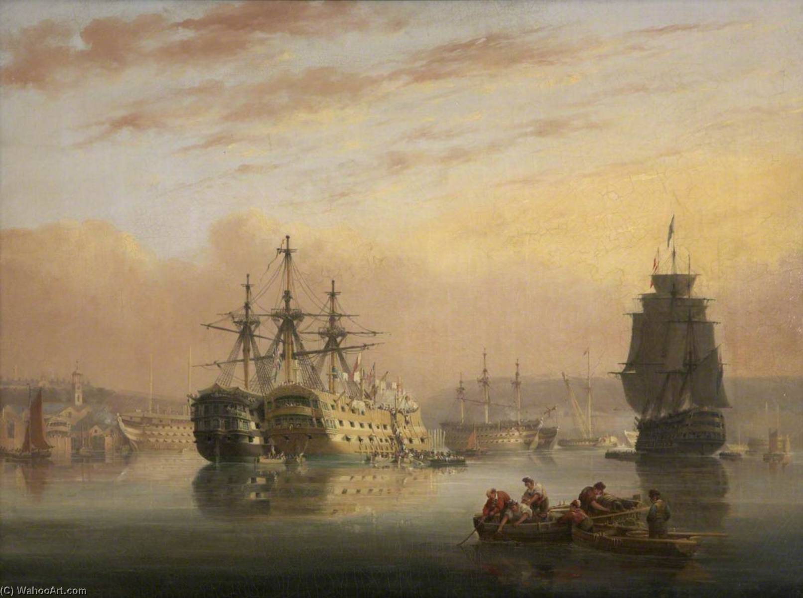 Wikioo.org - The Encyclopedia of Fine Arts - Painting, Artwork by Nicholas Matthew Condy - Warships at Devonport ( )