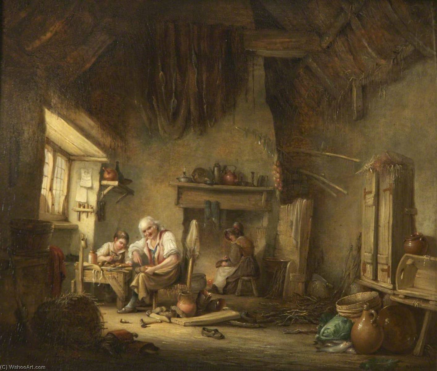 Wikioo.org - The Encyclopedia of Fine Arts - Painting, Artwork by Nicholas Matthew Condy - Cottage Interior, a Cobbler