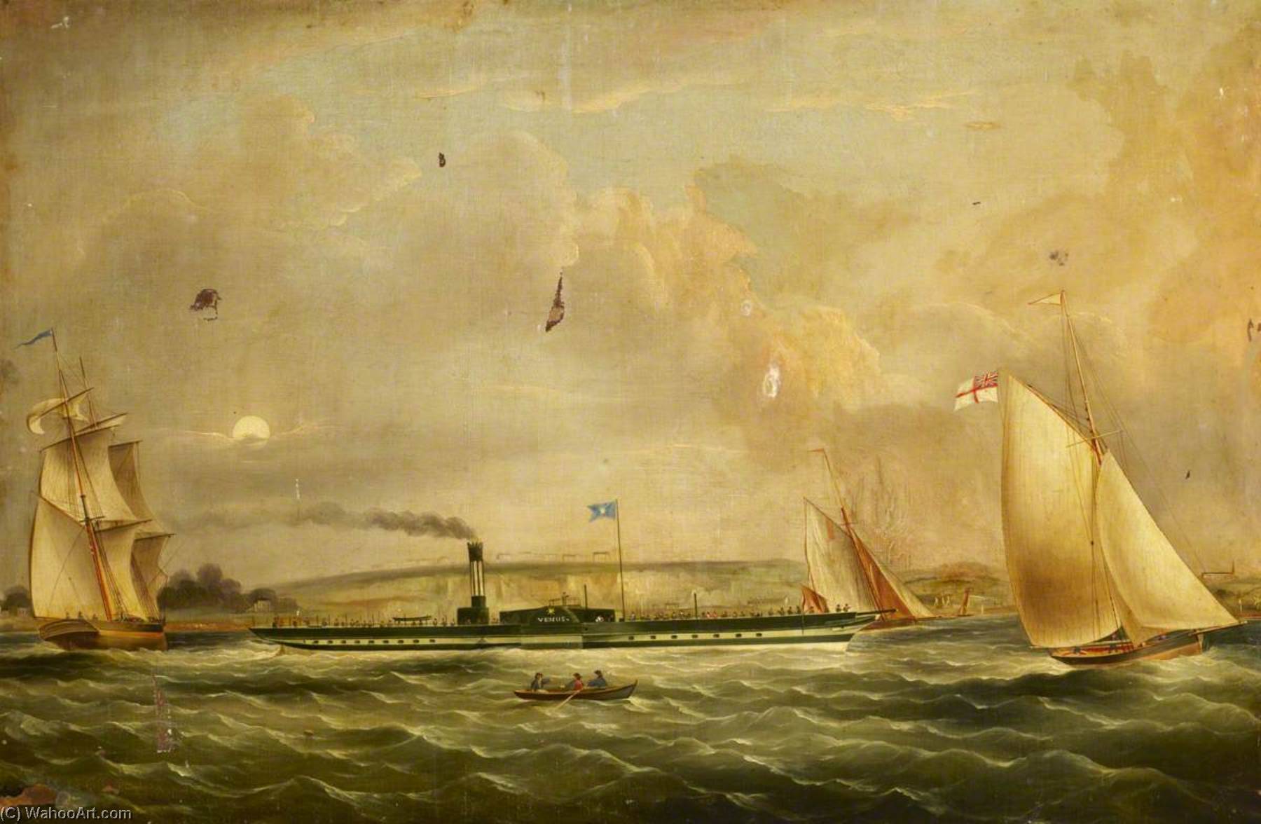 WikiOO.org - Encyclopedia of Fine Arts - Lukisan, Artwork Richard Ball Spencer - The Paddle Steamer 'Venus'