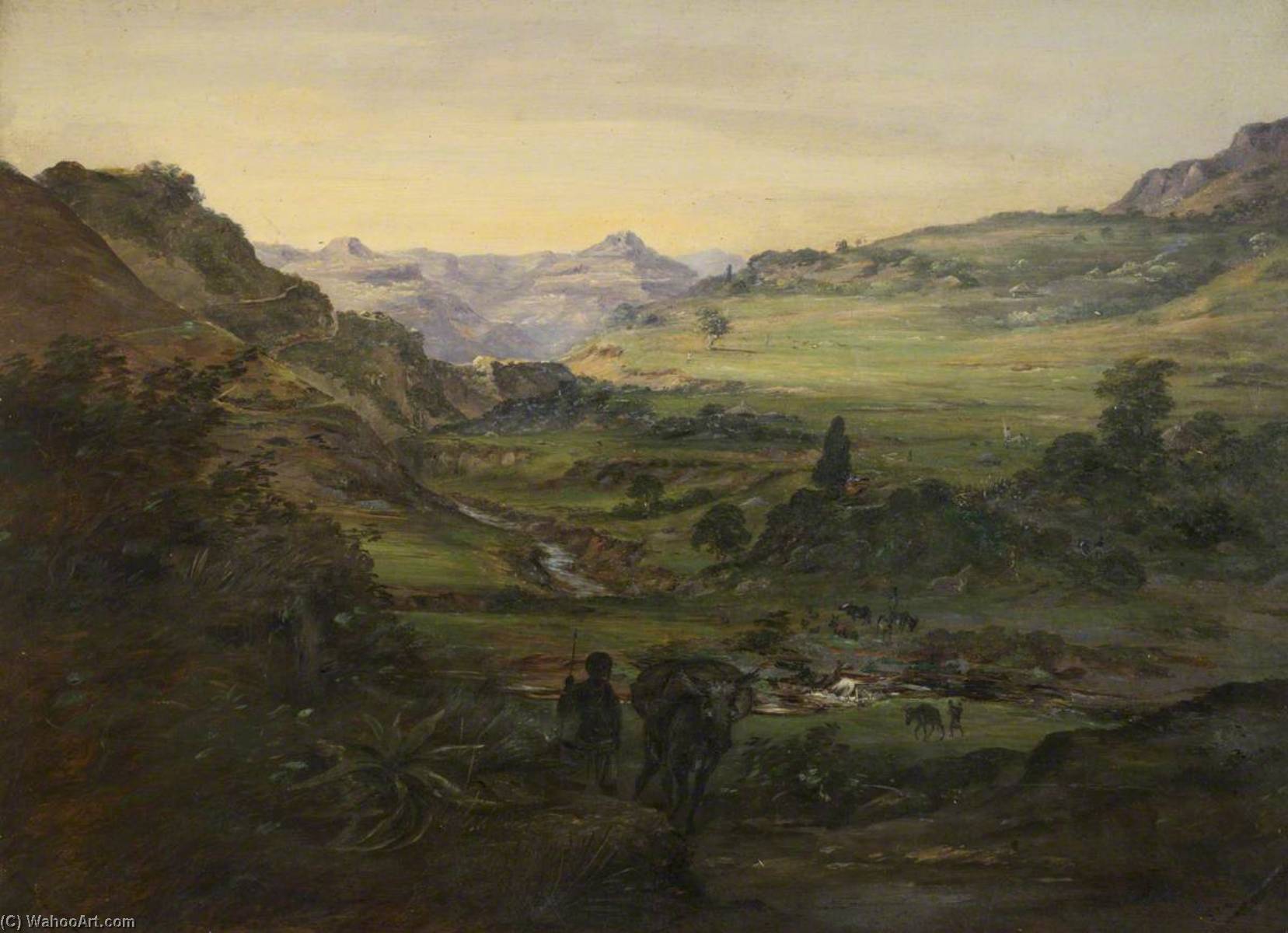 Wikioo.org - The Encyclopedia of Fine Arts - Painting, Artwork by Johann Martin Bernatz - Valley of the Chaka