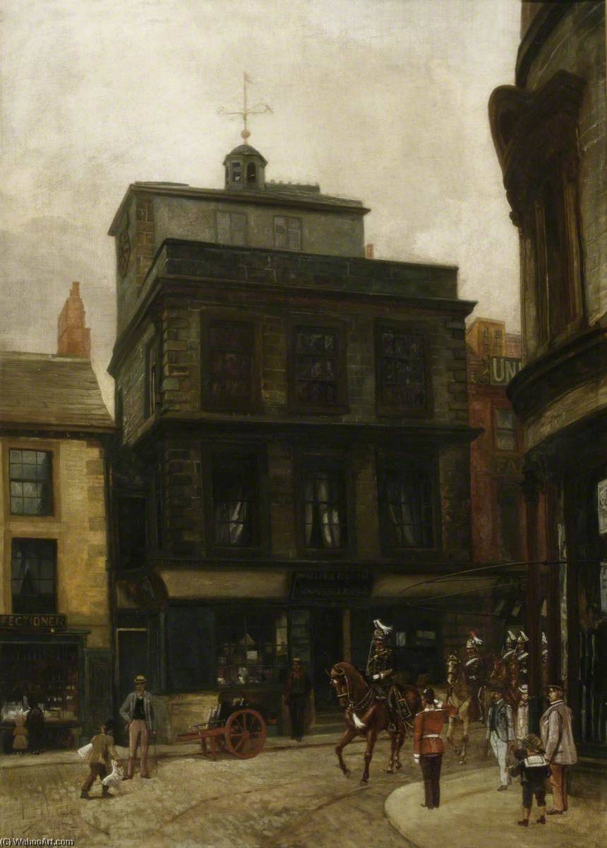 Wikioo.org - The Encyclopedia of Fine Arts - Painting, Artwork by John Wright Oakes - Lieutenant Colonel Charles Grove Edwards (1843–1904), 2nd West Yorkshire Yeomanry Cavalry (The Prince of Wales's Own) at the Head of his Regiment Marching into Crown Street, Halifax, 1884