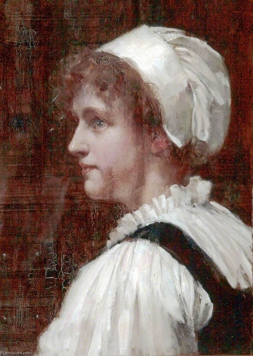 Wikioo.org - The Encyclopedia of Fine Arts - Painting, Artwork by Robert Edward Morrison - Head of a Girl in a White Cap