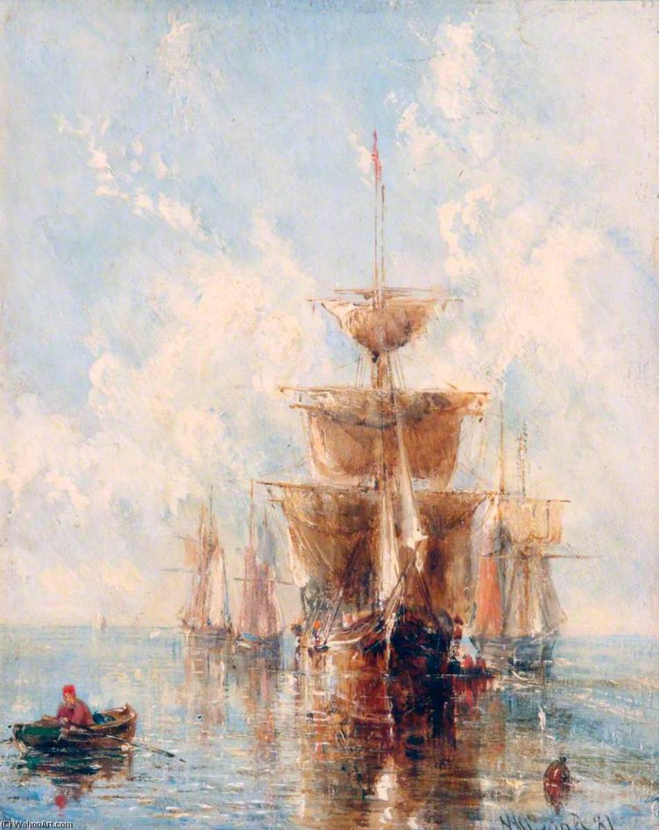 Wikioo.org - The Encyclopedia of Fine Arts - Painting, Artwork by William Joseph Julius Caesar Bond - Ships at Anchor