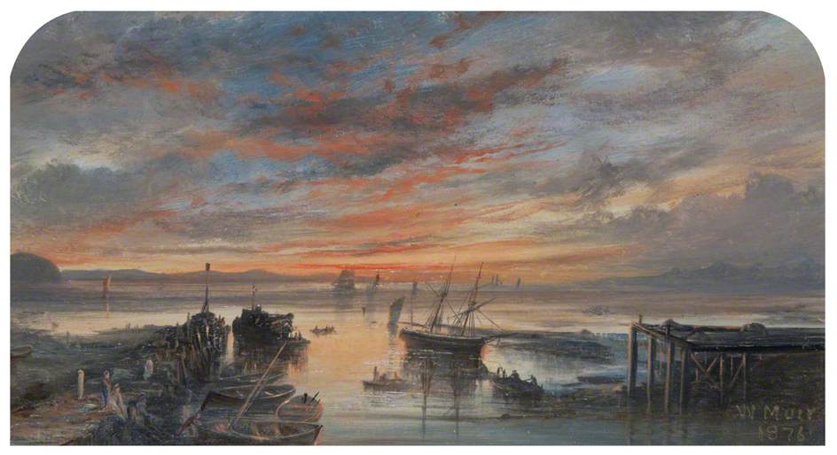 Wikioo.org - The Encyclopedia of Fine Arts - Painting, Artwork by William Muir - Sunset from Girvan Harbour
