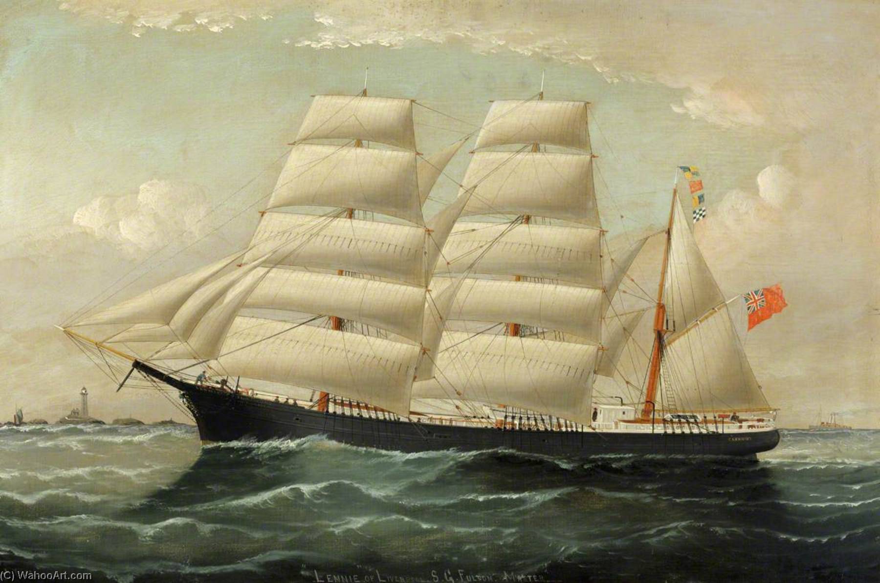 Wikioo.org - The Encyclopedia of Fine Arts - Painting, Artwork by William Horde Yorke - The 'Clipper Lennie' of Liverpool in Full Sail