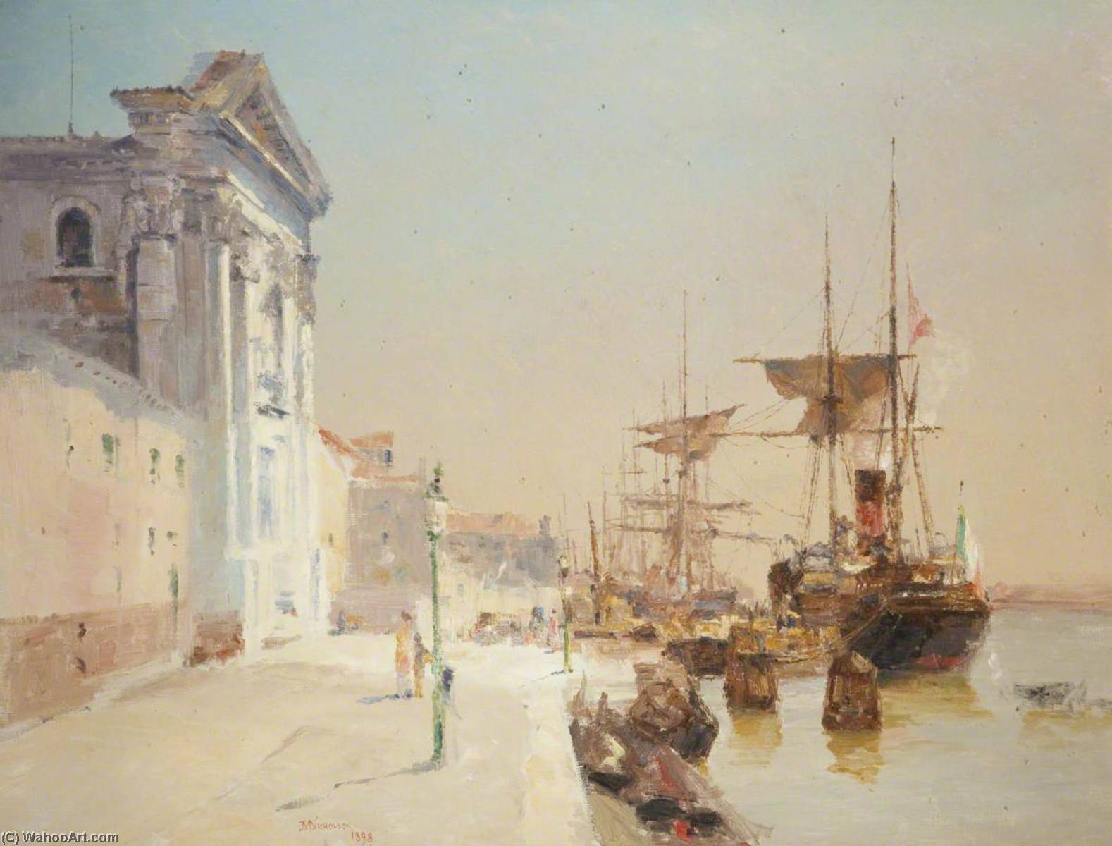 Wikioo.org - The Encyclopedia of Fine Arts - Painting, Artwork by John Miller Nicholson - A Quay Scene, Venice