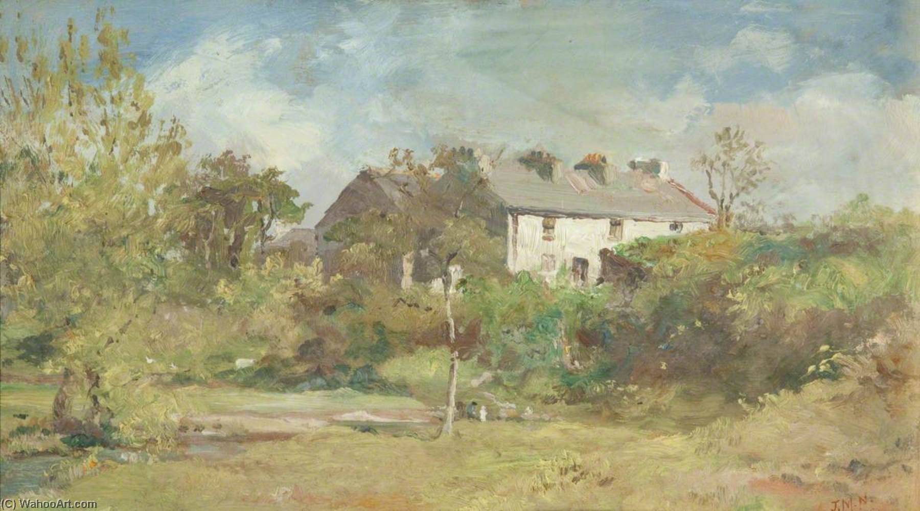 Wikioo.org - The Encyclopedia of Fine Arts - Painting, Artwork by John Miller Nicholson - Cottages at Union Mills, Braddan