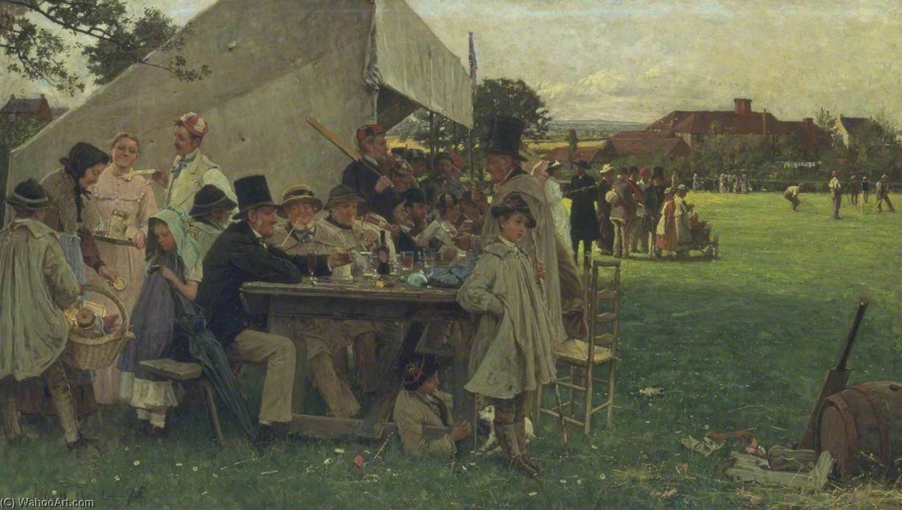 Wikioo.org - The Encyclopedia of Fine Arts - Painting, Artwork by John Robertson Reid - A Country Cricket Match