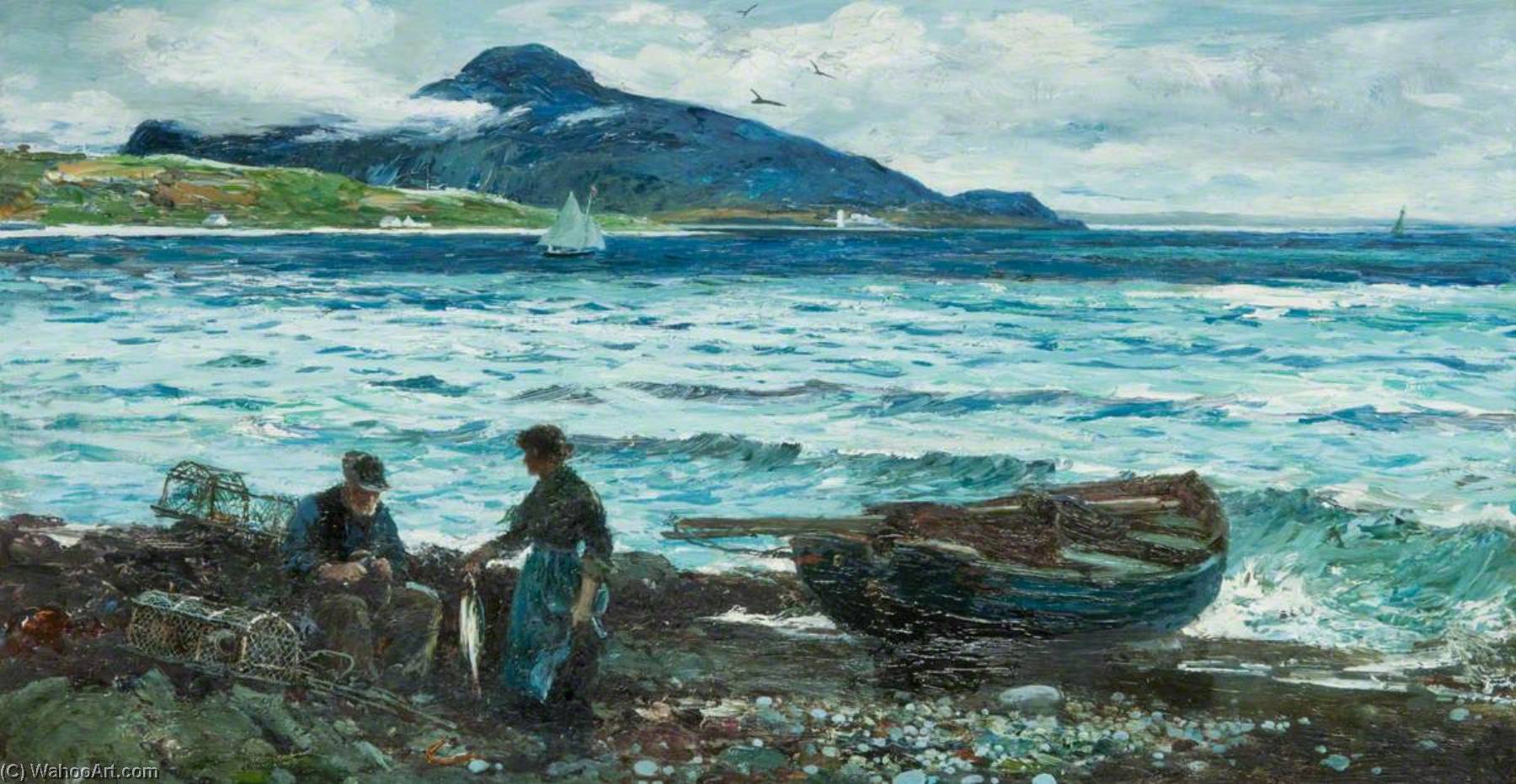 Wikioo.org - The Encyclopedia of Fine Arts - Painting, Artwork by John Robertson Reid - Holy Isle from Whiting Bay