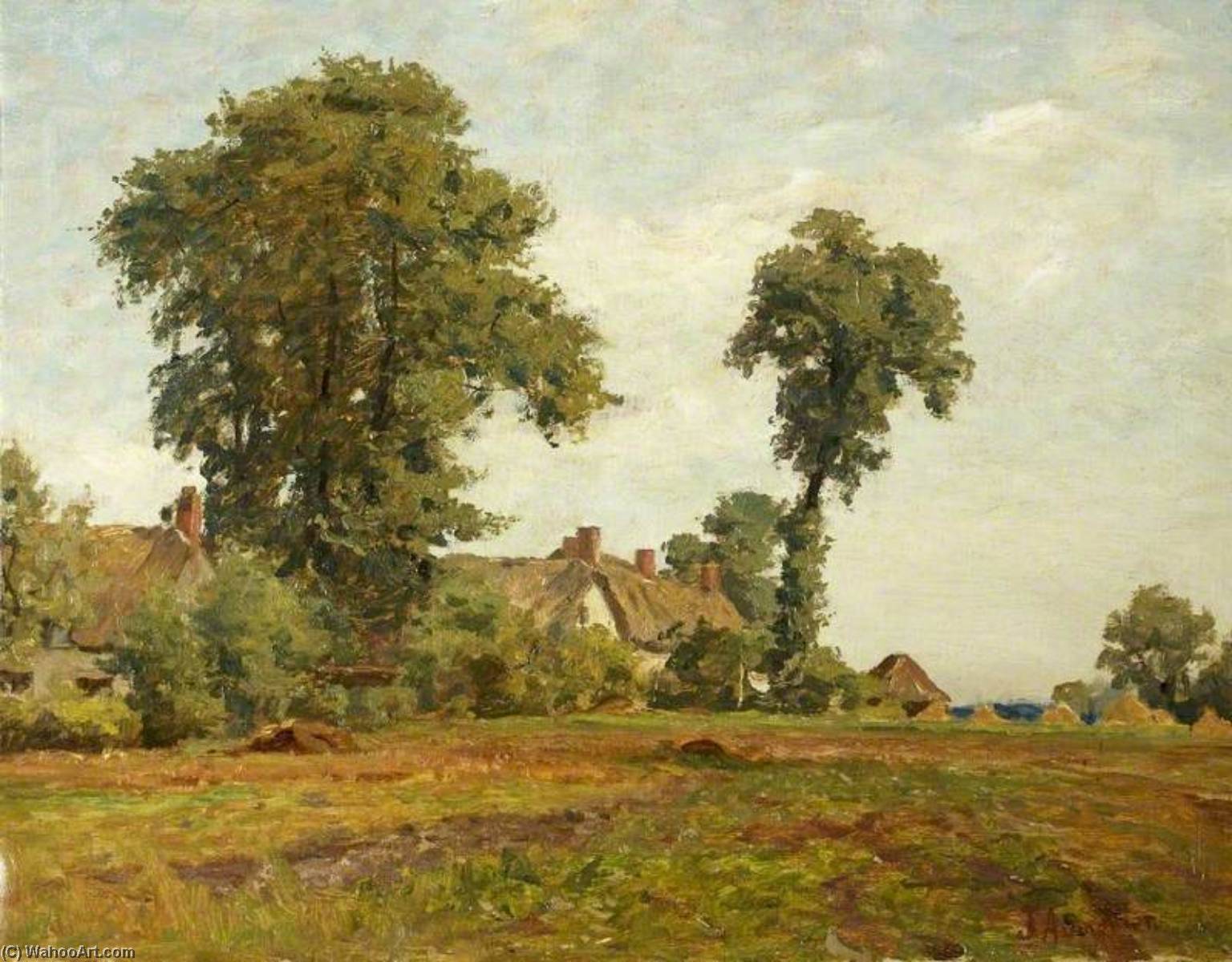Wikioo.org - The Encyclopedia of Fine Arts - Painting, Artwork by James Aumonier - Pastoral Scene, the Homestead