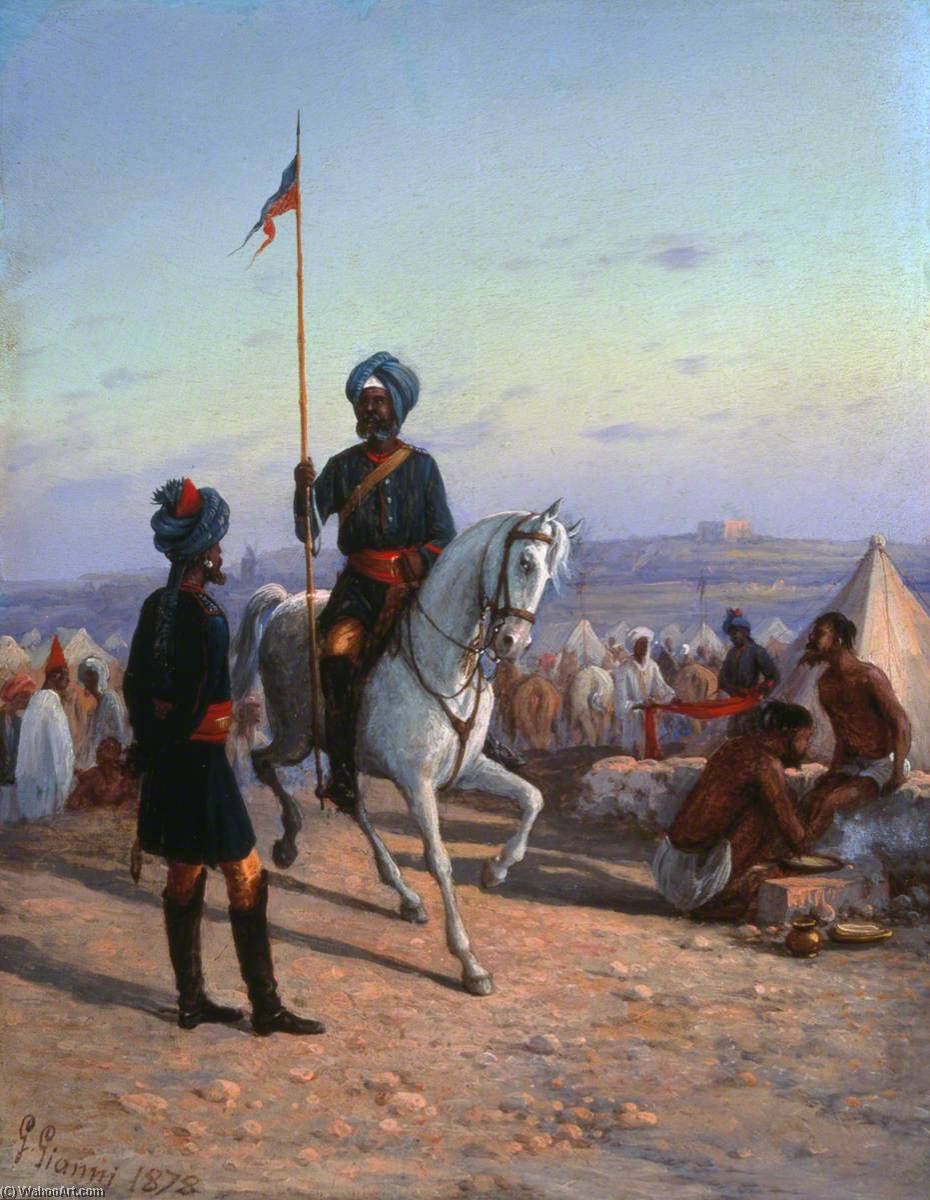Wikioo.org - The Encyclopedia of Fine Arts - Painting, Artwork by Giancinto Gianni - 10th (Duke of Cambridge’s Own) (Bengal) Lancers, Malta, 1878