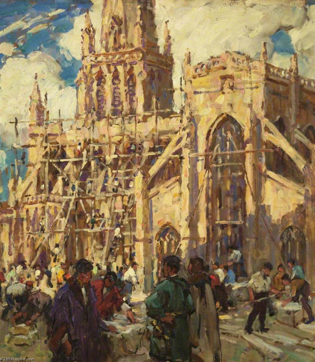 Wikioo.org - The Encyclopedia of Fine Arts - Painting, Artwork by Terrick John Williams - The Rebuilding of St Mary Redcliffe