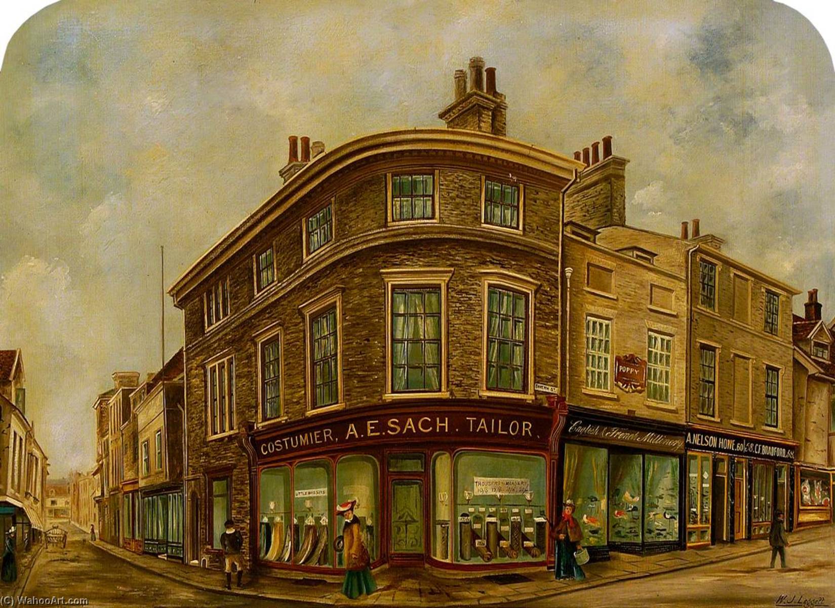 Wikioo.org - The Encyclopedia of Fine Arts - Painting, Artwork by William John Leggett - Upper Brook Street, Corner Tavern Street, Ipswich