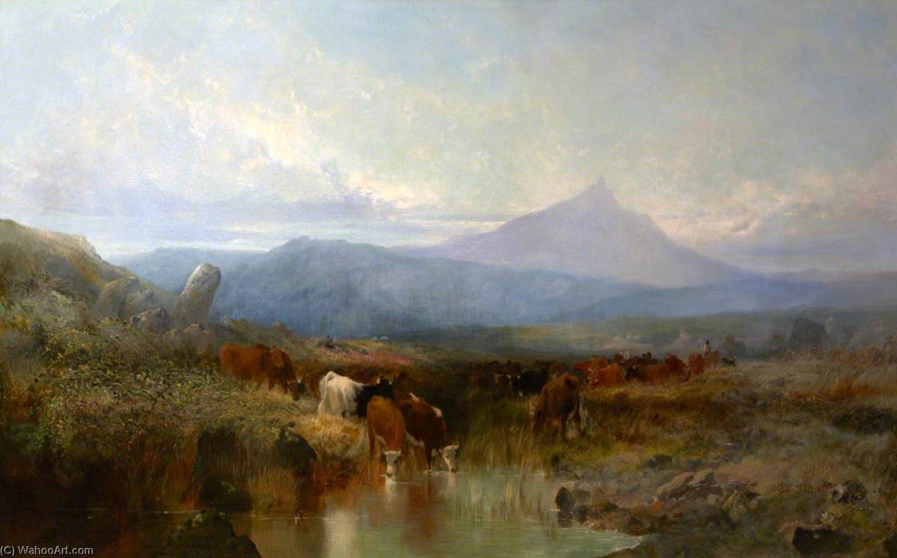 Wikioo.org - The Encyclopedia of Fine Arts - Painting, Artwork by William Widgery - Cattle on Dartmoor