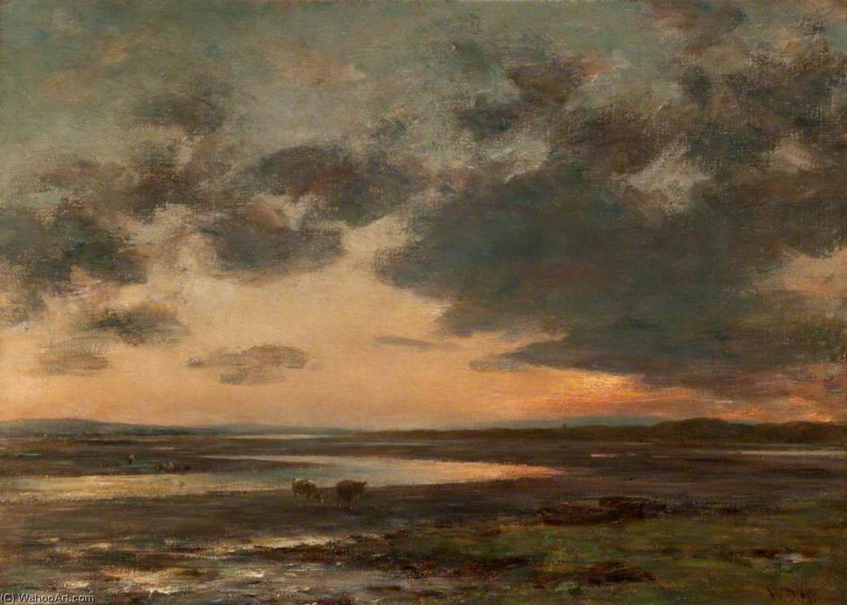 Wikioo.org - The Encyclopedia of Fine Arts - Painting, Artwork by William Darling Mckay - A Sunset View of Aberlady Bay, Low Tide