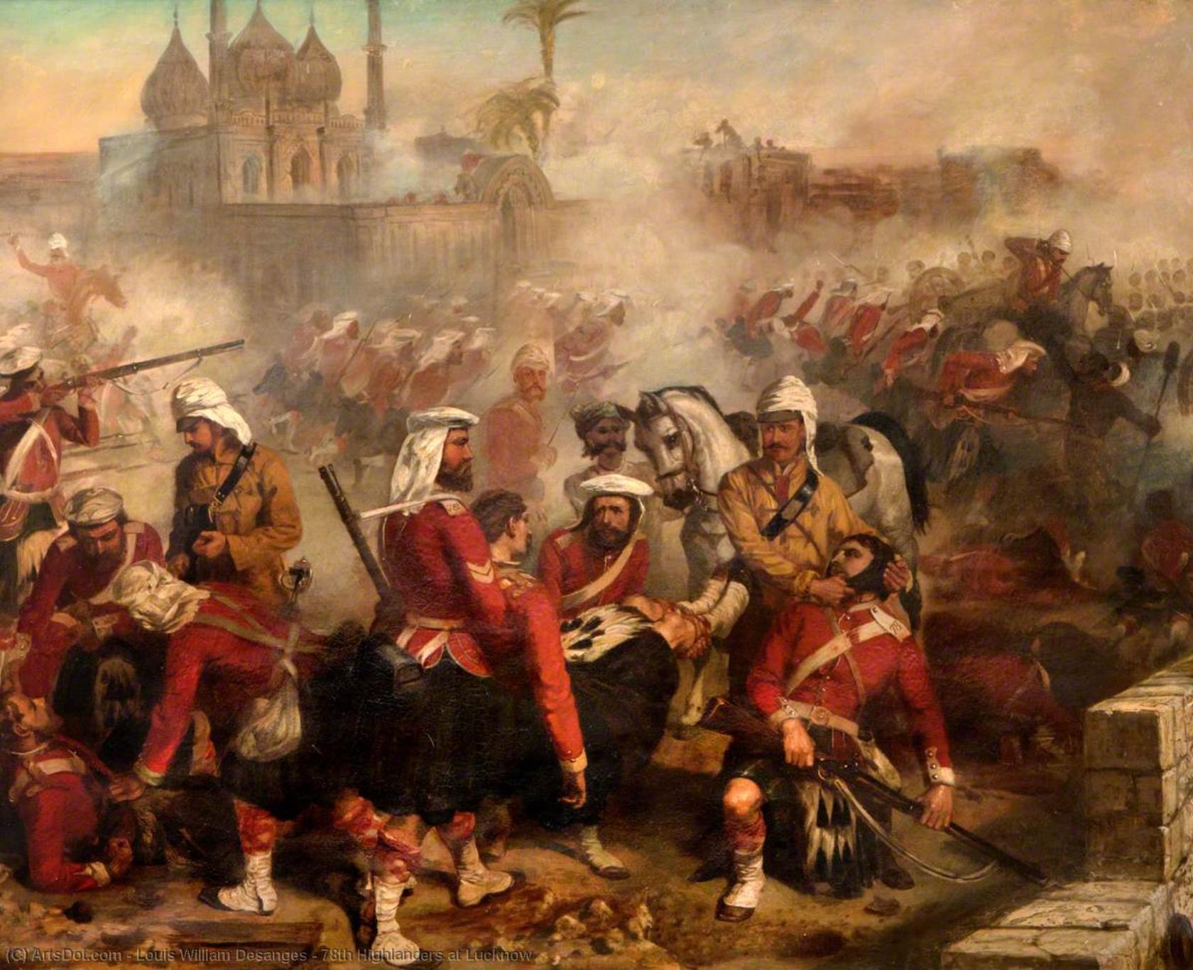 Wikioo.org - The Encyclopedia of Fine Arts - Painting, Artwork by Louis William Desanges - 78th Highlanders at Lucknow