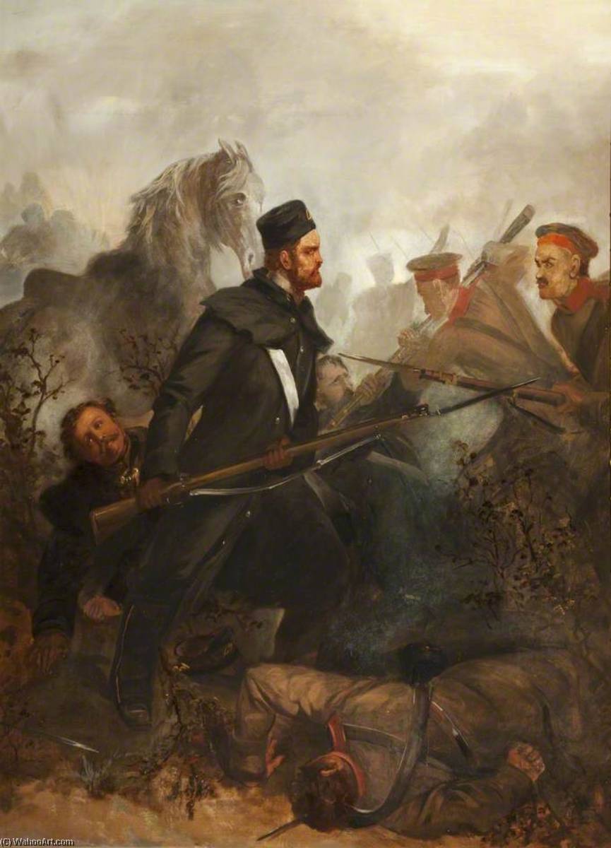 Wikioo.org - The Encyclopedia of Fine Arts - Painting, Artwork by Louis William Desanges - Private John McDermond, 47th Regiment of Foot, Winning the Victoria Cross, Battle of Inkerman, 5 November 1854