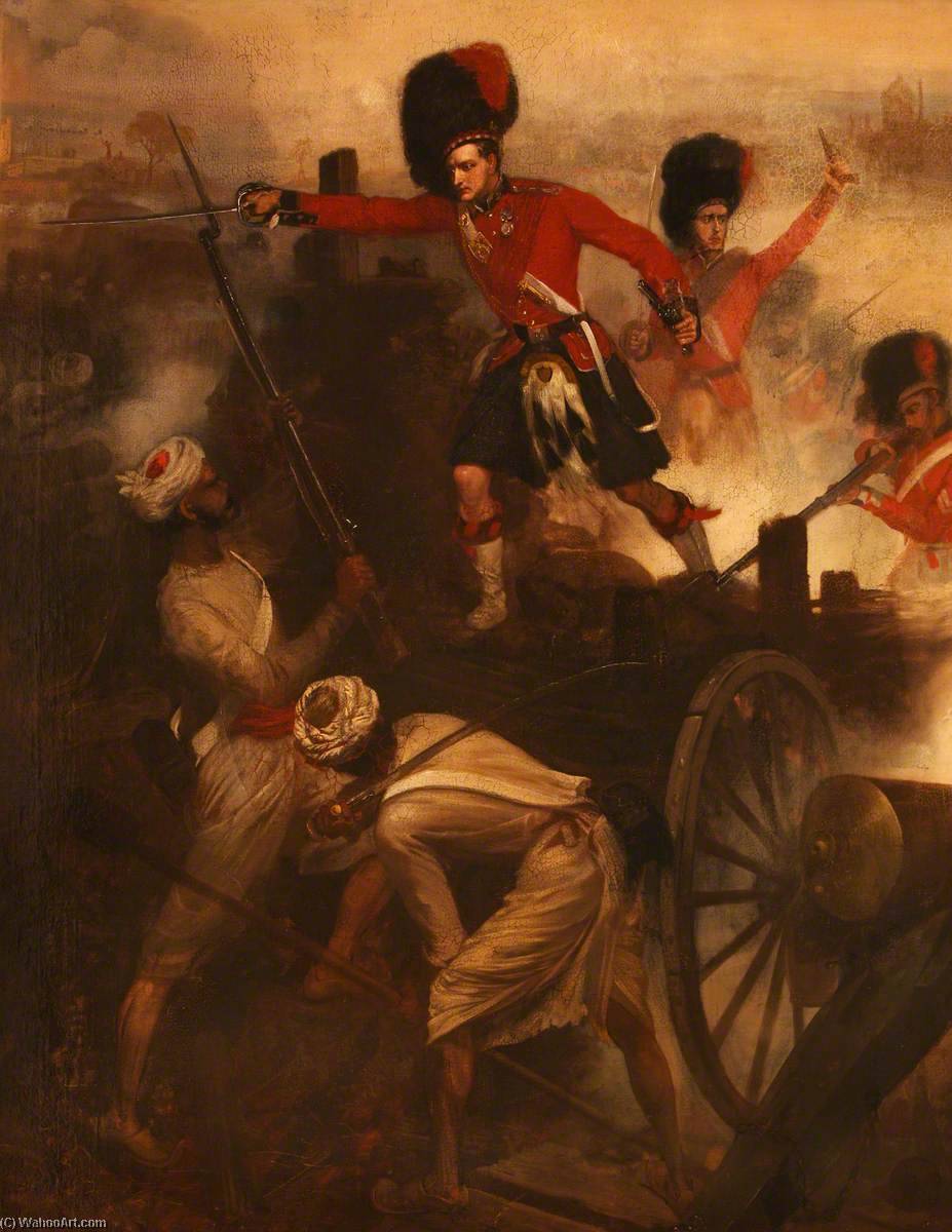 Wikioo.org - The Encyclopedia of Fine Arts - Painting, Artwork by Louis William Desanges - Lieutenant Francis Edward Henry Farquharson Winning His Victoria Cross at Lucknow, 9 March 1858