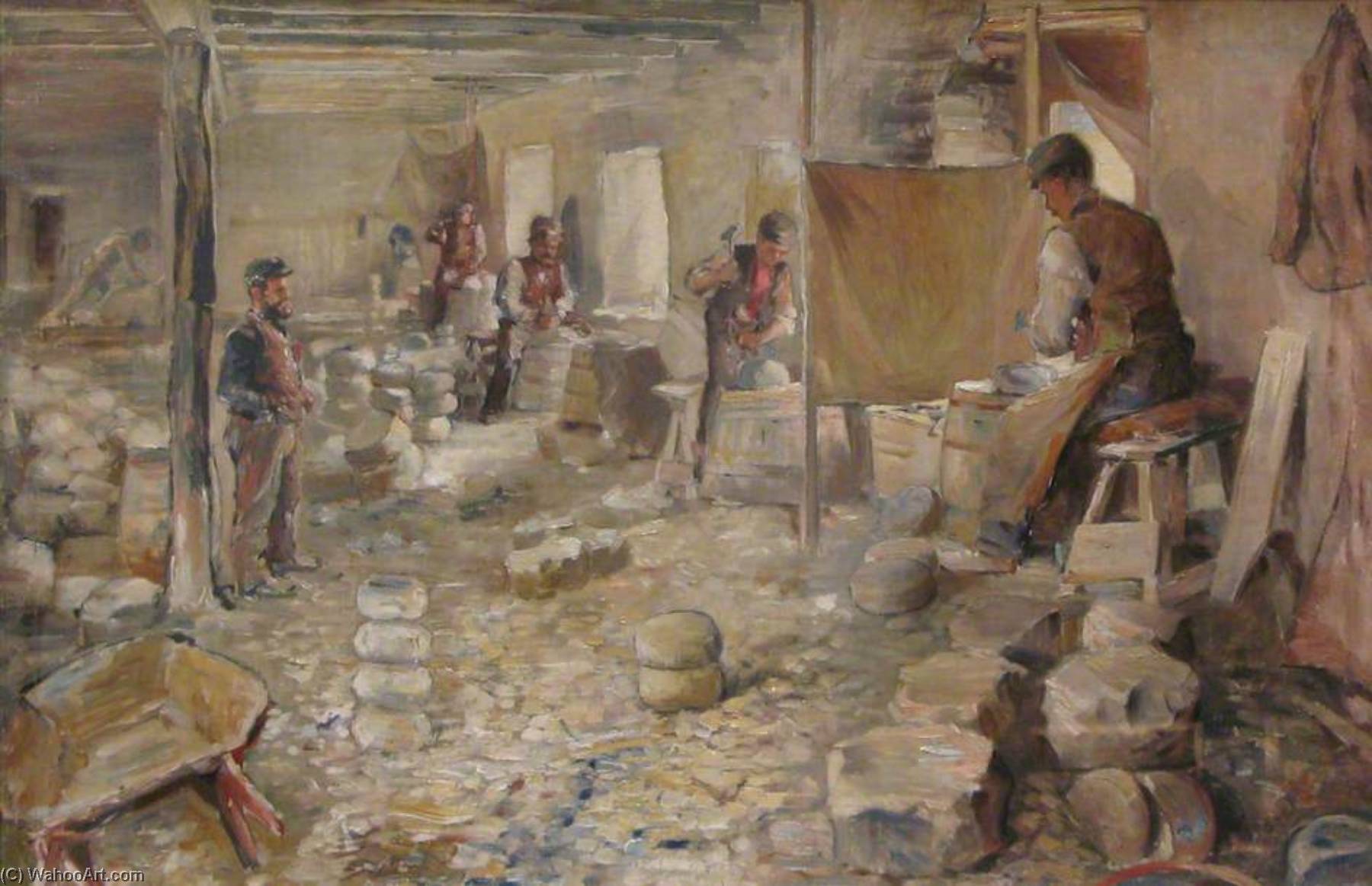 Wikioo.org - The Encyclopedia of Fine Arts - Painting, Artwork by John Elliot Maguire - Curling Stone Workshop