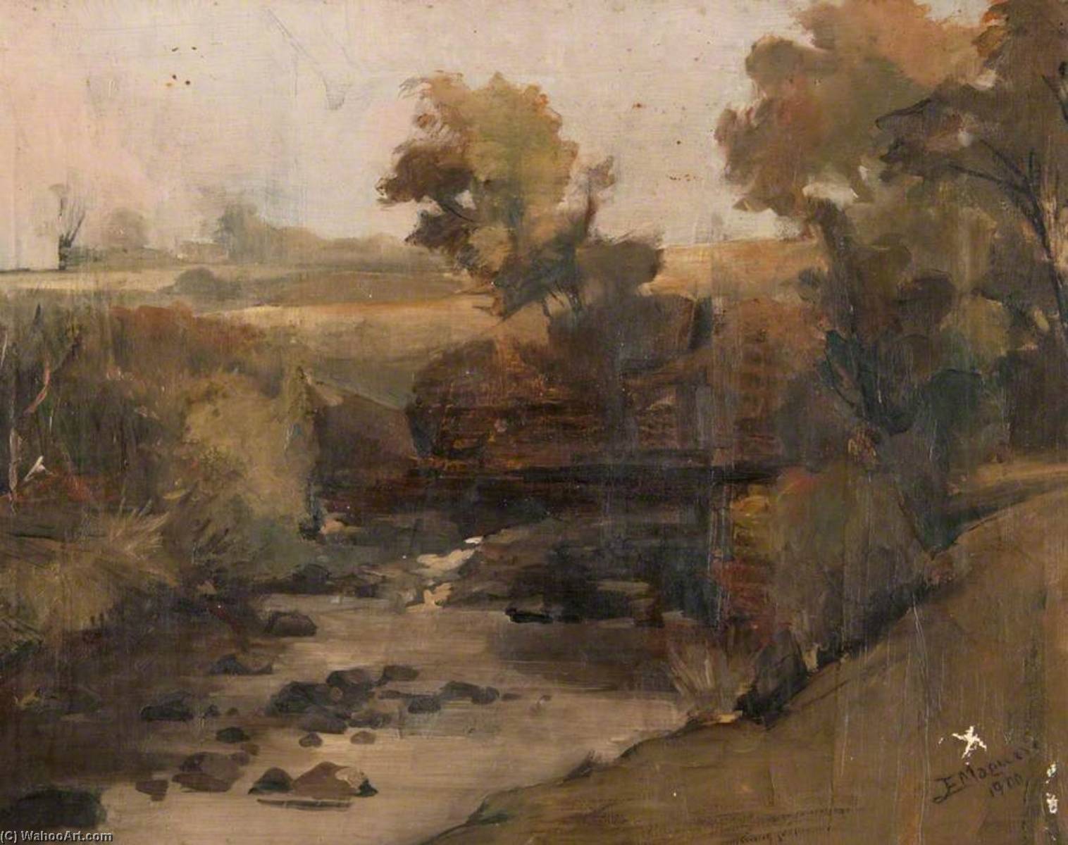Wikioo.org - The Encyclopedia of Fine Arts - Painting, Artwork by John Elliot Maguire - Countryside with a Stream
