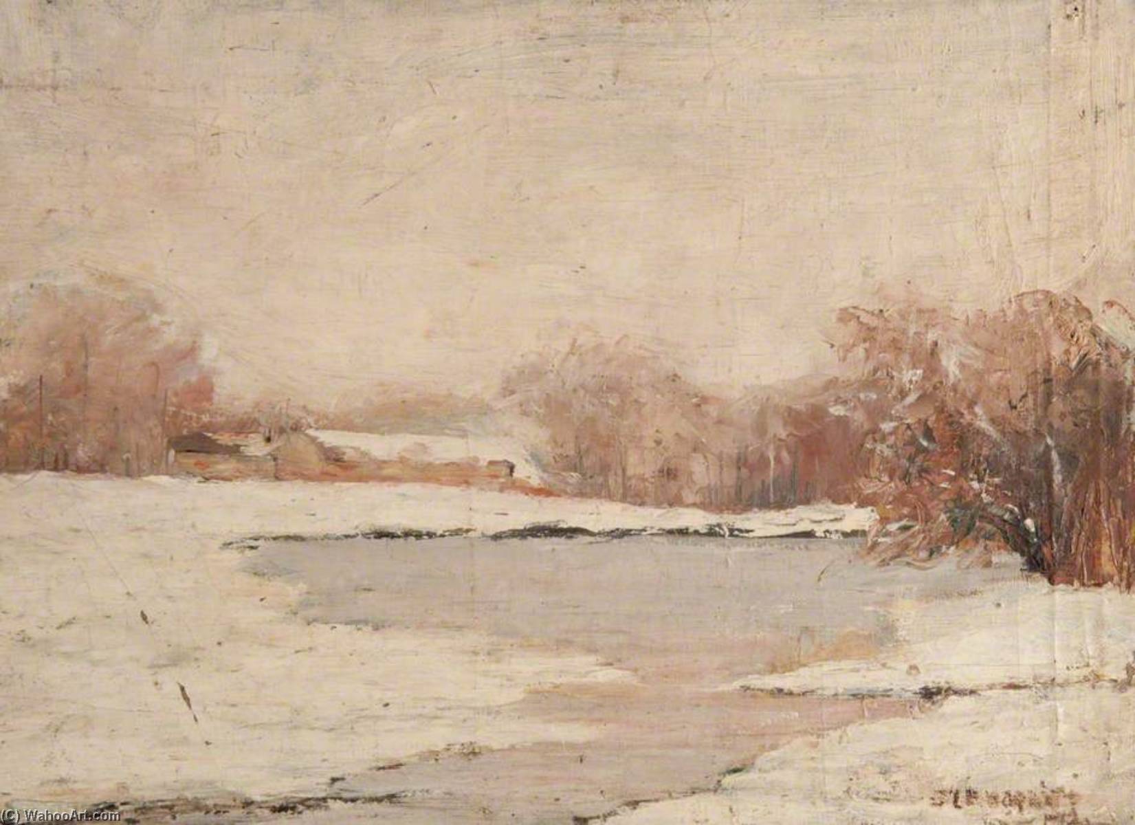 Wikioo.org - The Encyclopedia of Fine Arts - Painting, Artwork by John Elliot Maguire - Country Loch in Winter