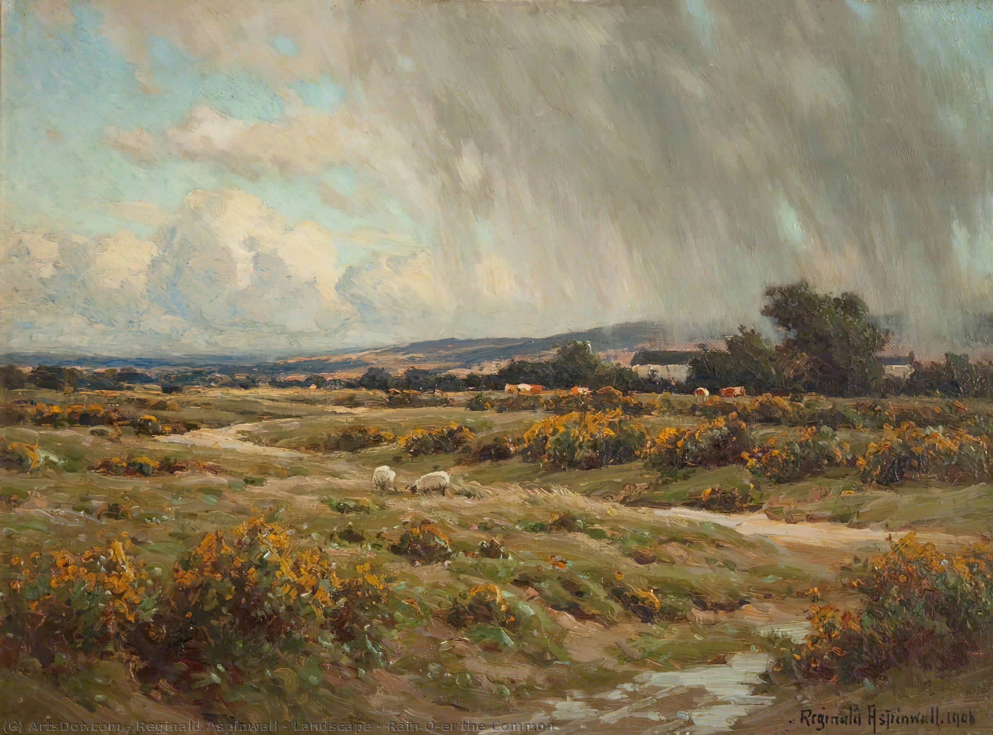 Wikioo.org - The Encyclopedia of Fine Arts - Painting, Artwork by Reginald Aspinwall - Landscape – Rain O'er the Common