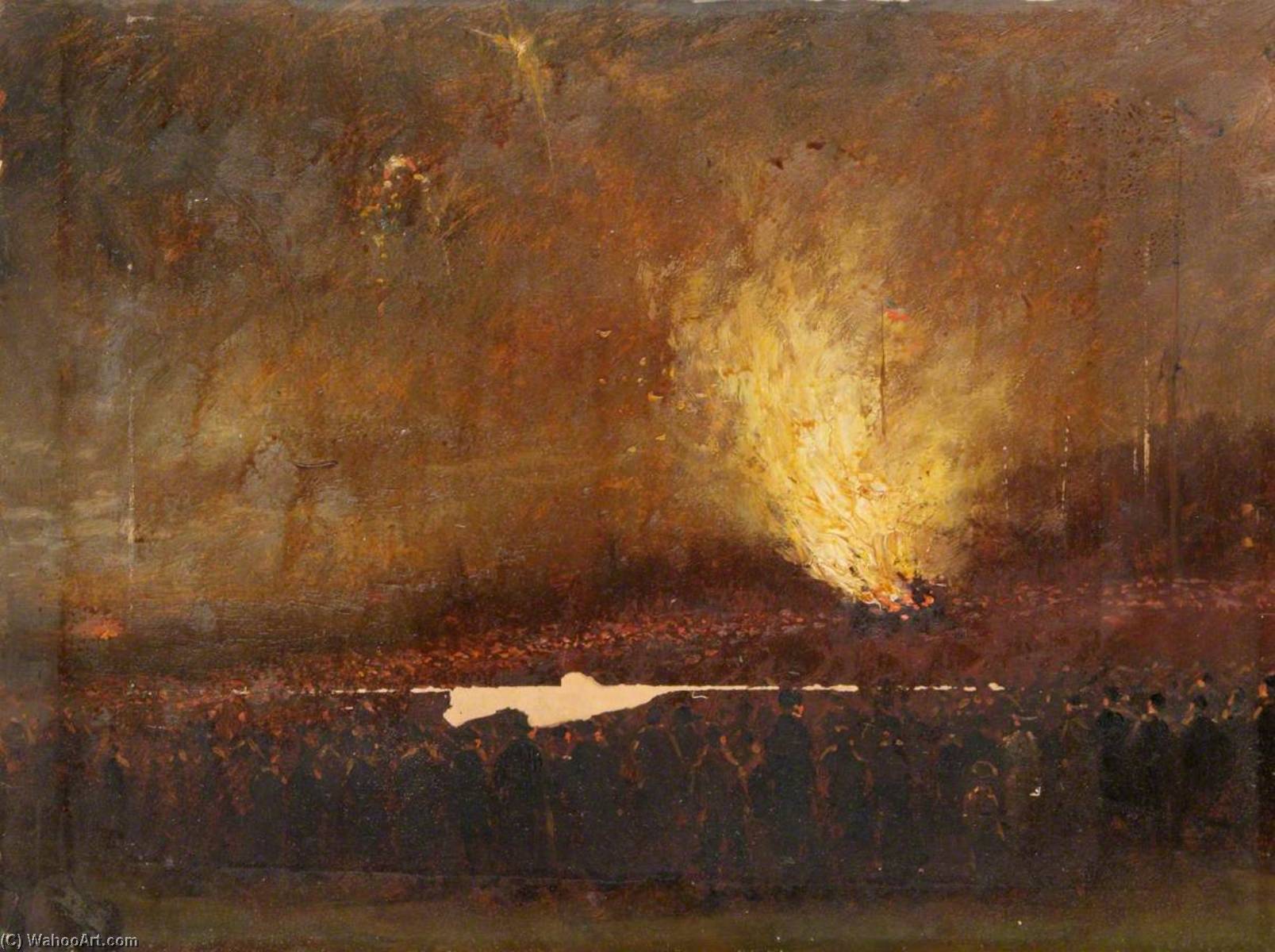 Wikioo.org - The Encyclopedia of Fine Arts - Painting, Artwork by Robert Finlay Mcintyre - Jubilee Bonfire on Hampstead Heath