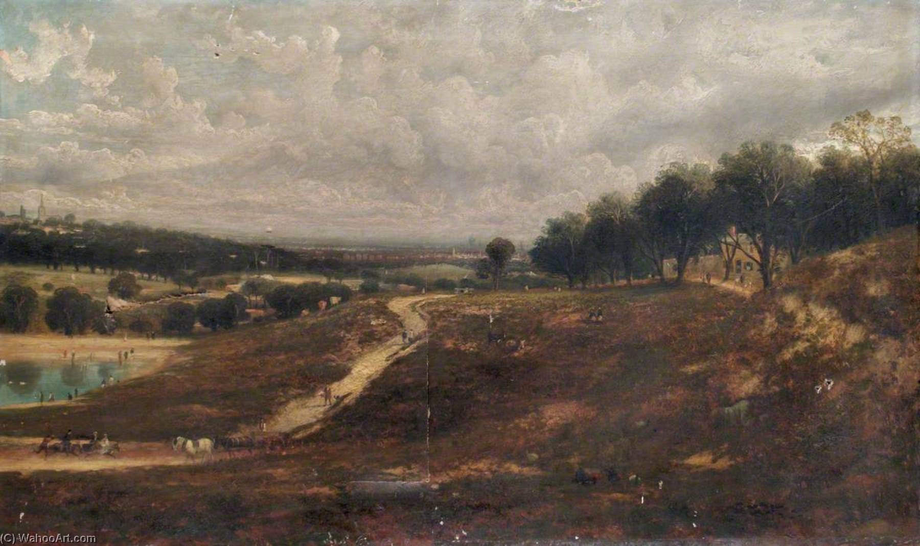 Wikioo.org - The Encyclopedia of Fine Arts - Painting, Artwork by Robert Finlay Mcintyre - View of East Heath with Part of The Vale of Health Pond