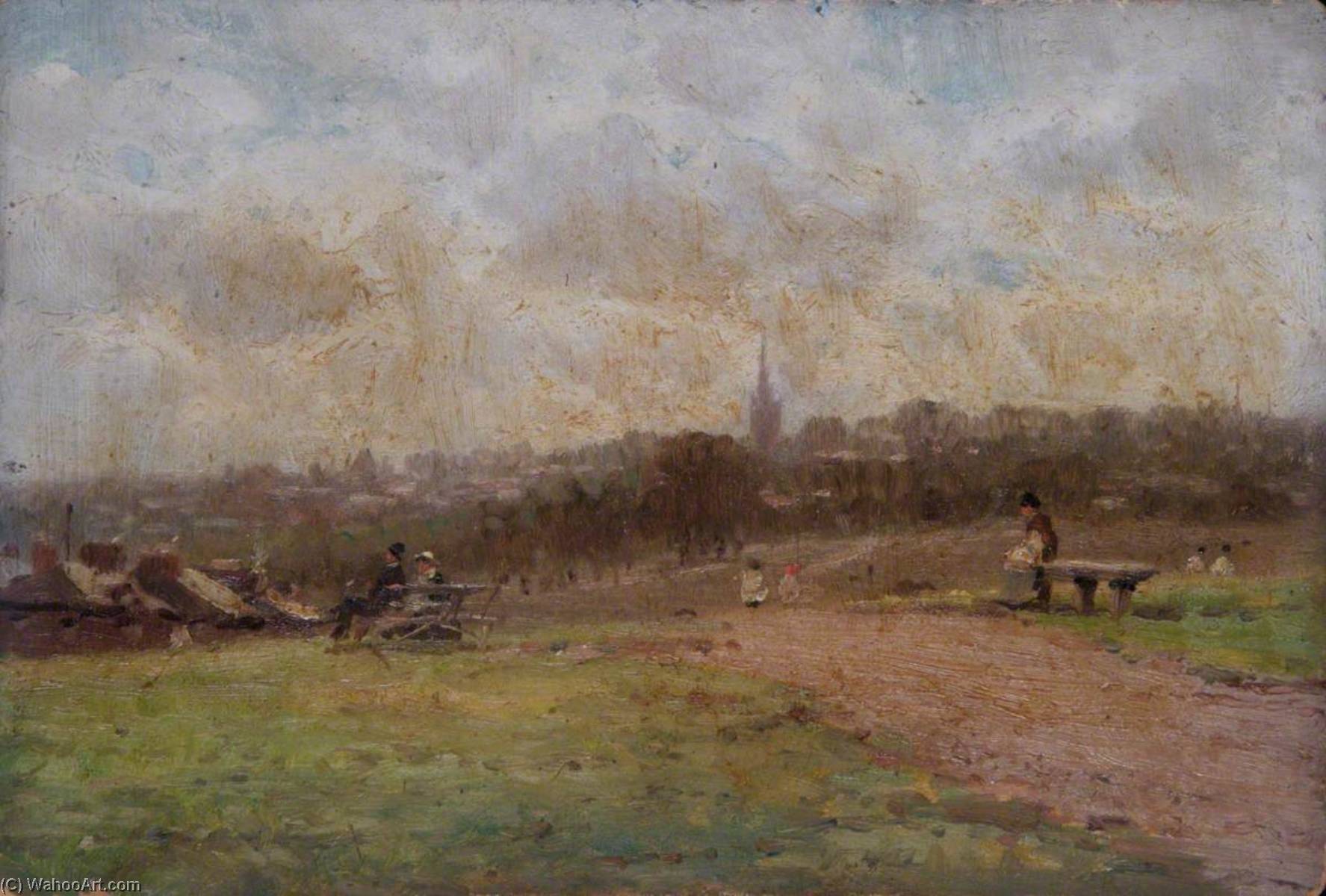 Wikioo.org - The Encyclopedia of Fine Arts - Painting, Artwork by Robert Finlay Mcintyre - Looking towards Hampstead from Parliament Hill Fields