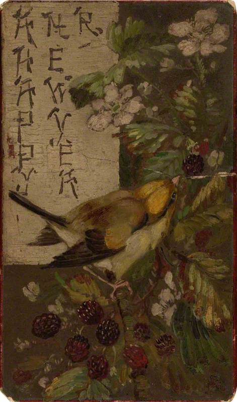 Wikioo.org - The Encyclopedia of Fine Arts - Painting, Artwork by Beatrix Whistler - A Finch Picking at Blackberries