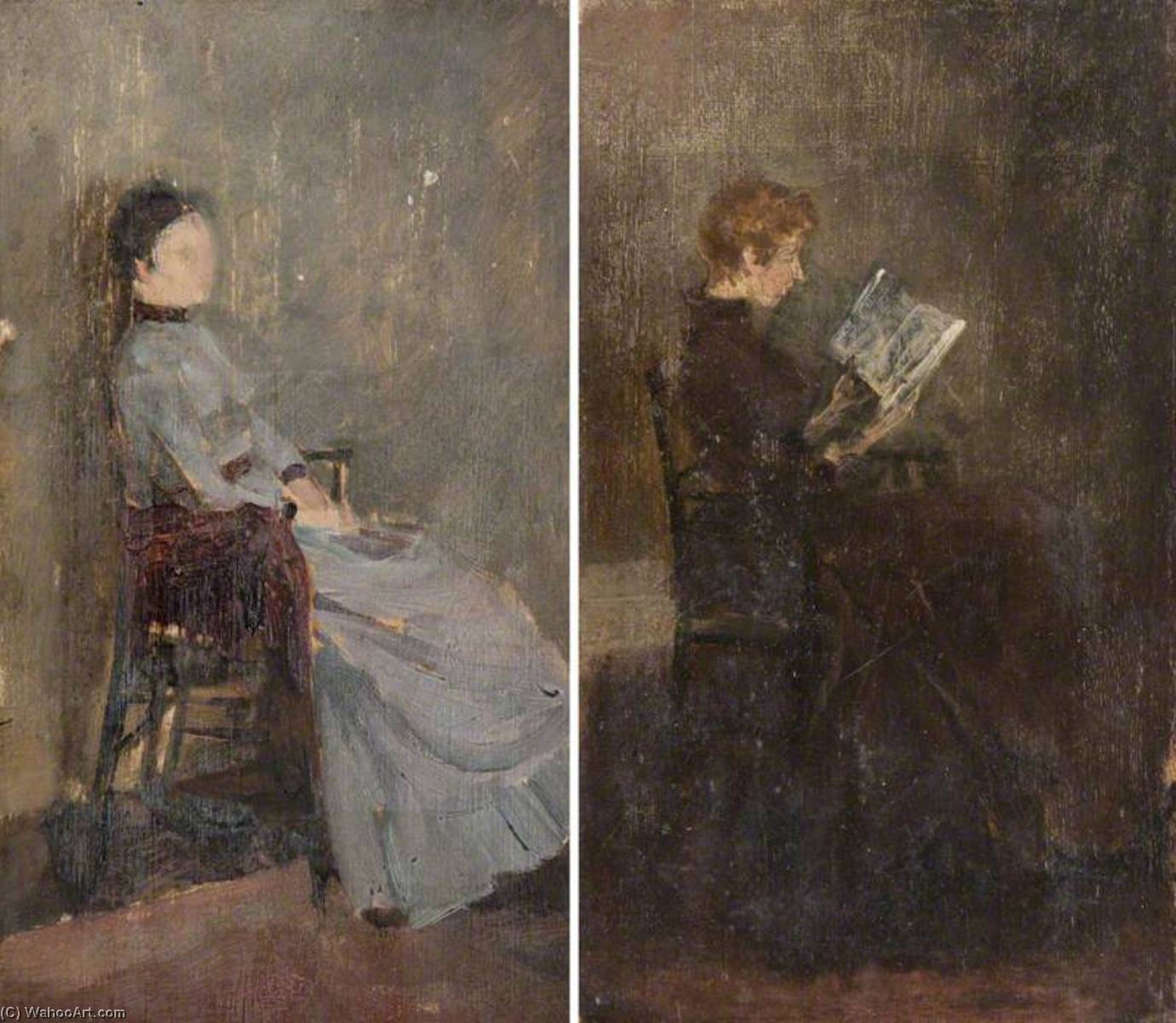 Wikioo.org - The Encyclopedia of Fine Arts - Painting, Artwork by Beatrix Whistler - Girl Reading (recto), Unfinished Seated Girl (verso)