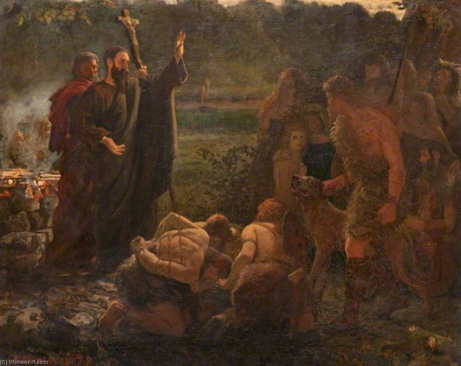 Wikioo.org – L'Enciclopedia delle Belle Arti - Pittura, Opere di James Elder Christie - L'introduzione di  cristianesimo  per  Gran Bretagna