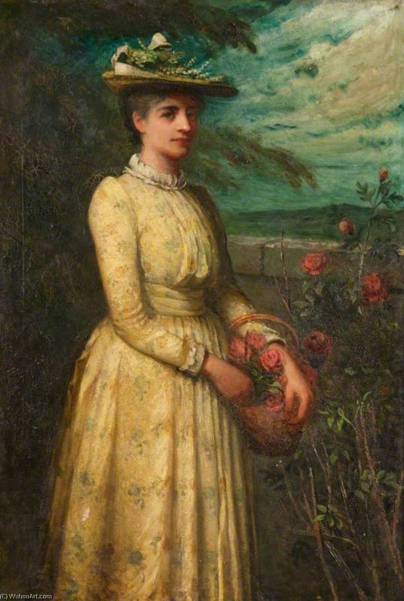 Wikioo.org - The Encyclopedia of Fine Arts - Painting, Artwork by James Elder Christie - Woman Picking Roses