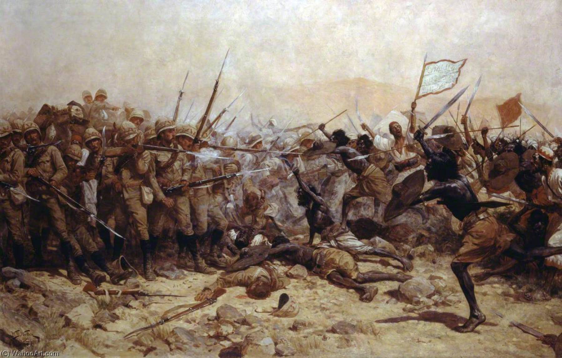 Wikioo.org - The Encyclopedia of Fine Arts - Painting, Artwork by William Barns Wollen - Battle of Abu Klea, 17 January 1885
