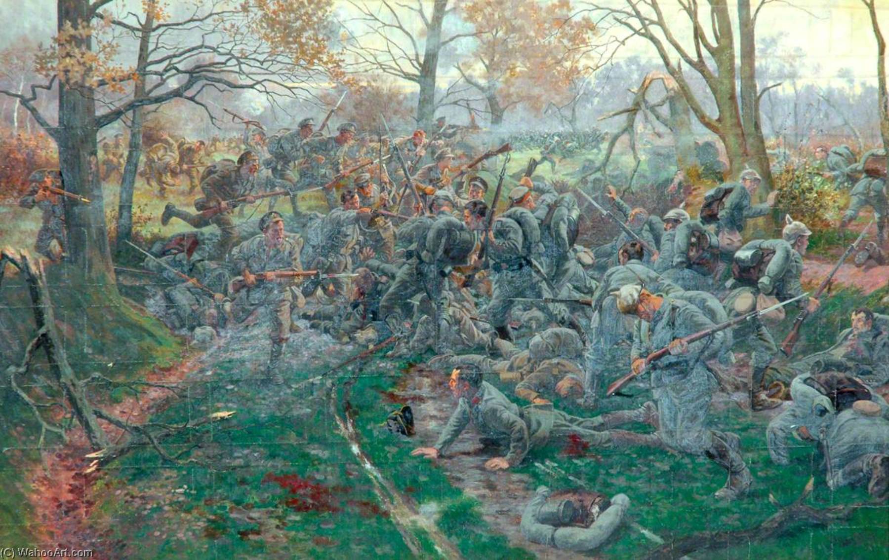 Wikioo.org - The Encyclopedia of Fine Arts - Painting, Artwork by William Barns Wollen - Defeat of the Prussian Guard, Ypres, 11 November 1914
