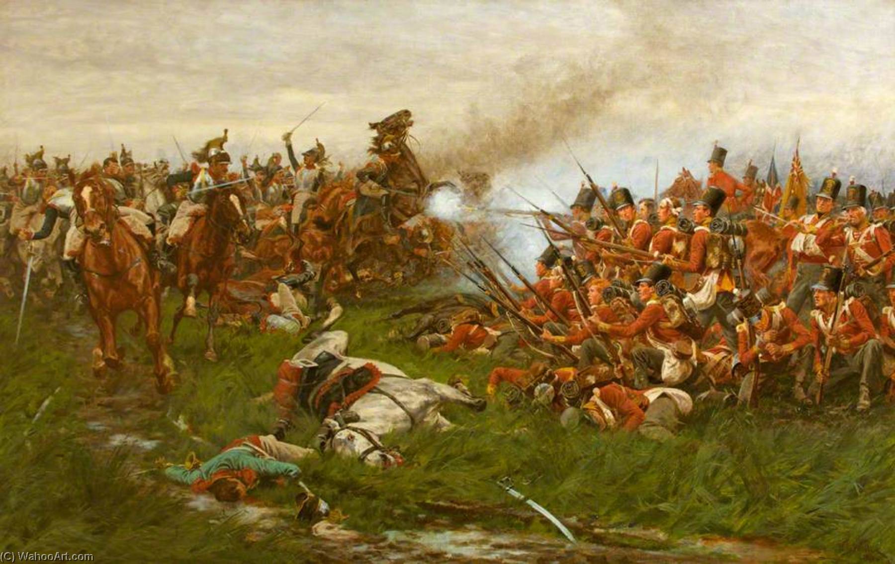 Wikioo.org - The Encyclopedia of Fine Arts - Painting, Artwork by William Barns Wollen - The 28th (1st Gloucestershire Regiment) at Waterloo