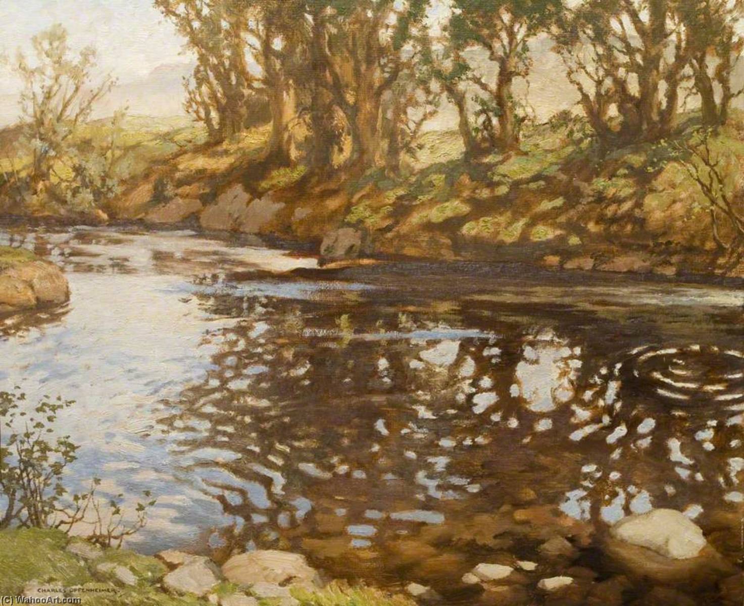 Wikioo.org - The Encyclopedia of Fine Arts - Painting, Artwork by Charles Oppenheimer - A Pool on the Calder, Newtonmore