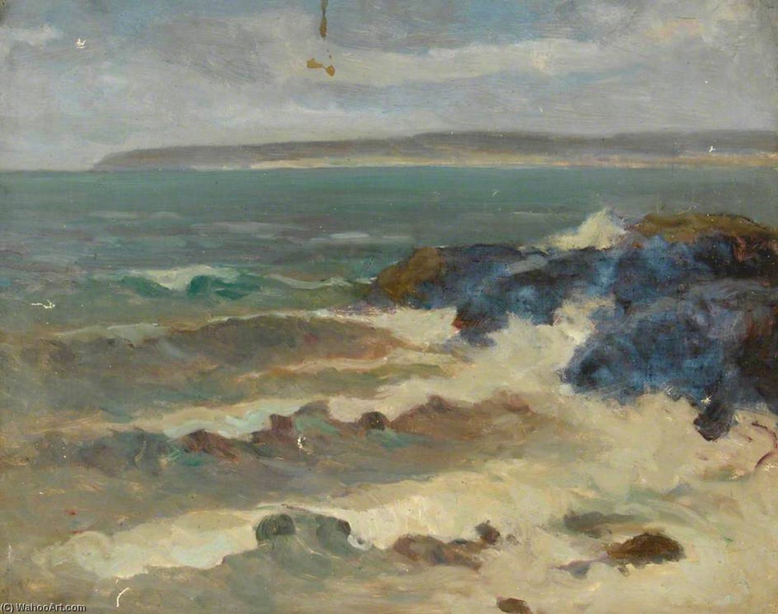 Wikioo.org - The Encyclopedia of Fine Arts - Painting, Artwork by William Henry Charlton - Seascape with Waves