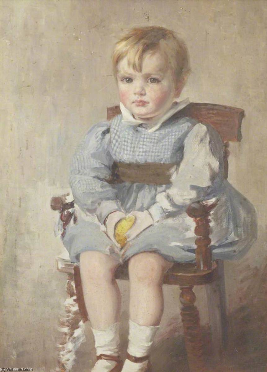 Wikioo.org - The Encyclopedia of Fine Arts - Painting, Artwork by Beryl Fowler - Portrait of a Child Seated on a Wooden Chair