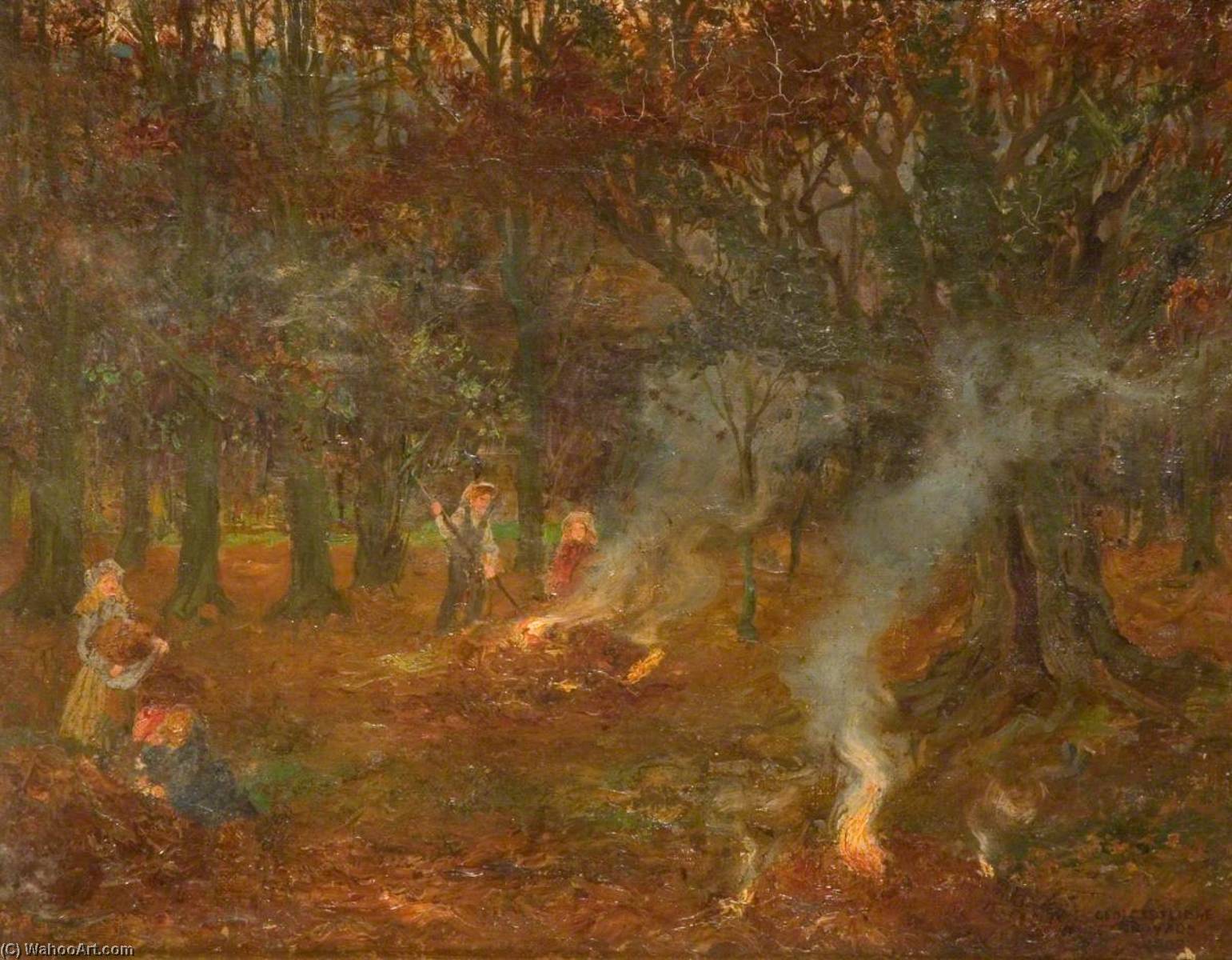 Wikioo.org - The Encyclopedia of Fine Arts - Painting, Artwork by George Cartlidge - Burning Autumn Leaves