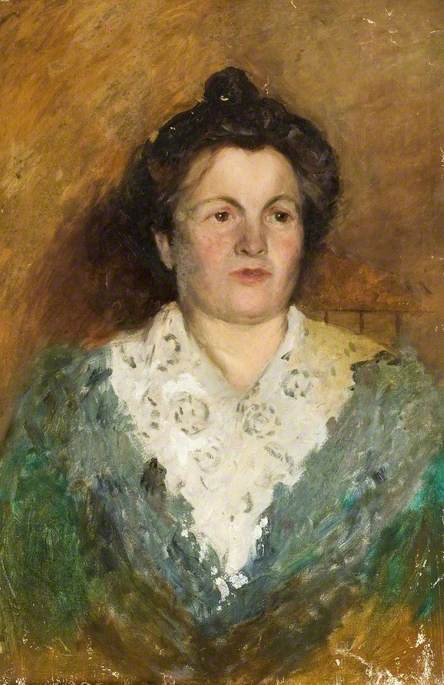 Wikioo.org - The Encyclopedia of Fine Arts - Painting, Artwork by Albert Ranney Chewett - Portrait of a Woman in a Green Dress with a Lace Collar